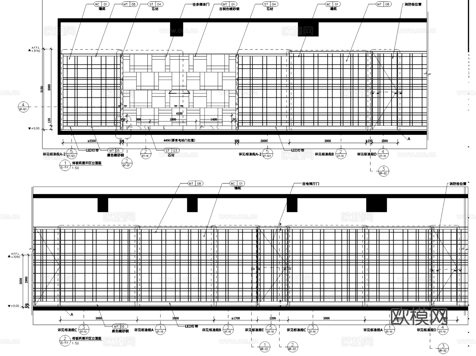 嘉里40F前海住宅项目展厅室内工装CAD施工图+文本cad施工图