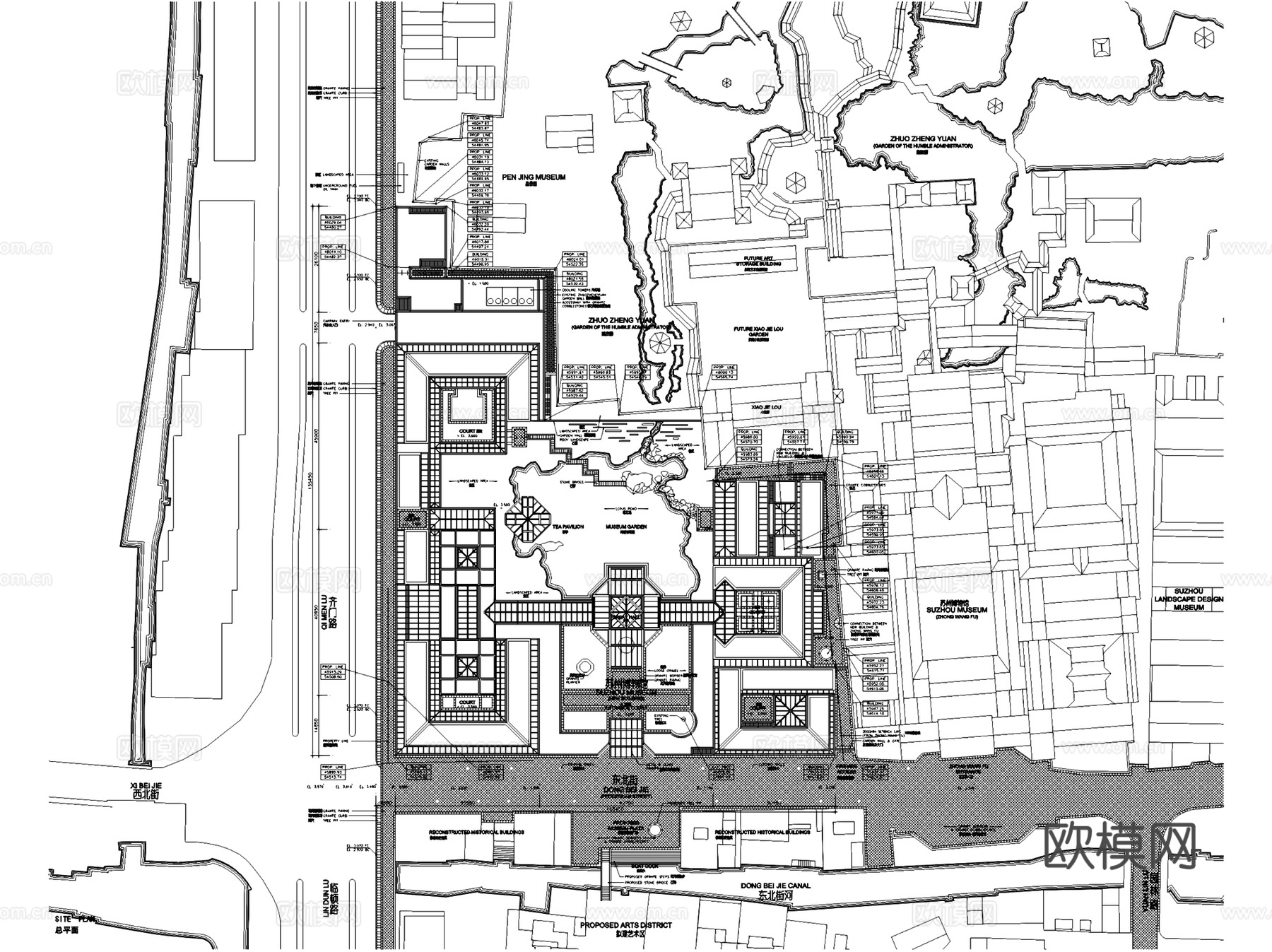 苏州博物馆新馆建筑CAD施工图+文本cad施工图