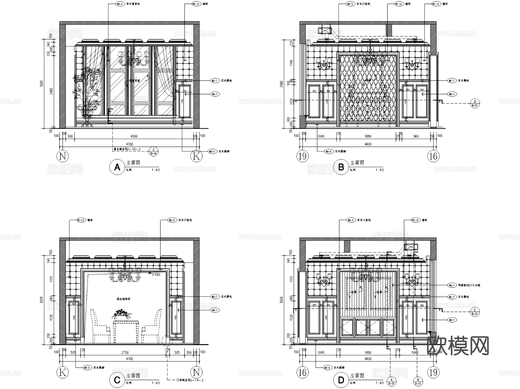 晋渝林畔英伦风三层别墅室内家装CAD施工图整套cad施工图