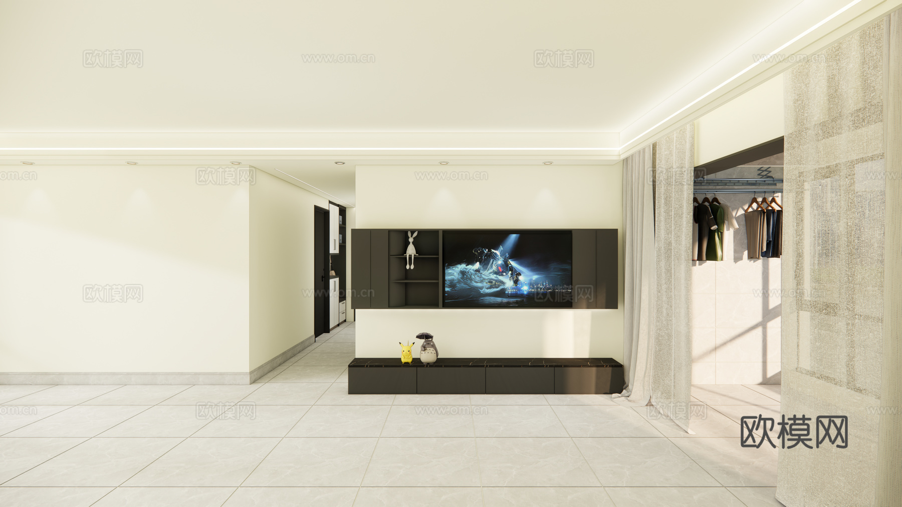 现代电视柜su模型