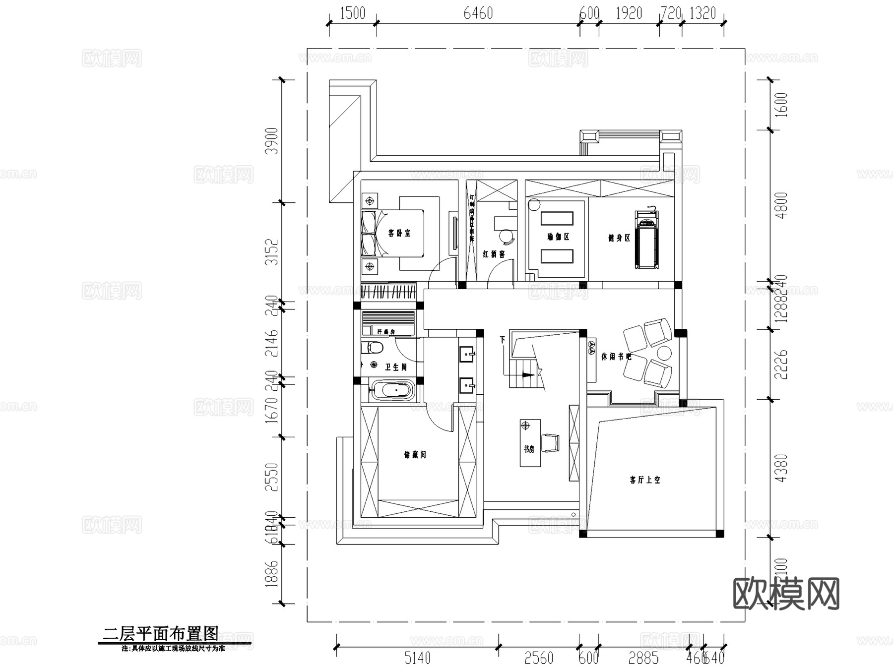 临沂新中式二层别墅室内家装CAD施工图cad施工图