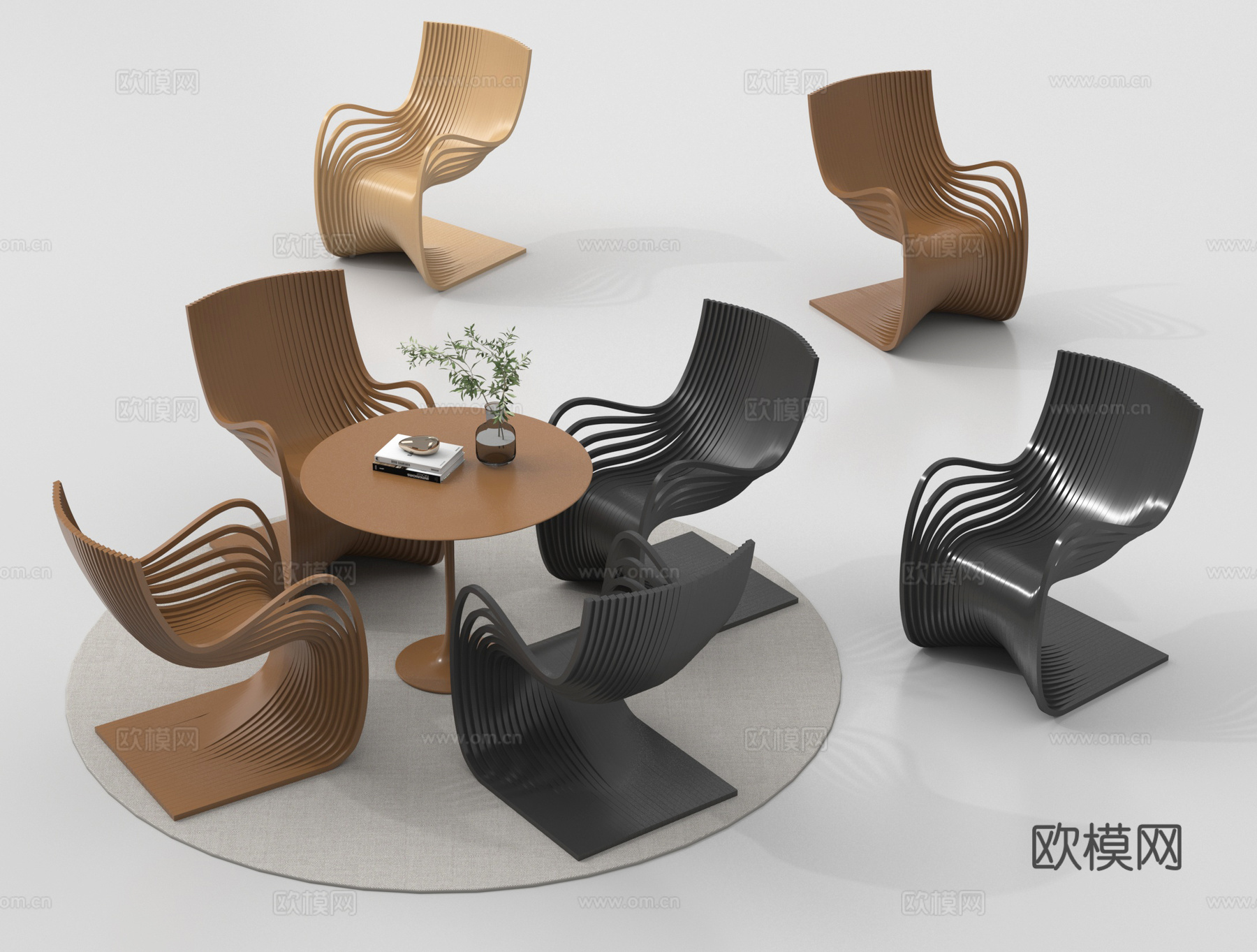 现代洽谈桌椅 休闲桌椅su模型