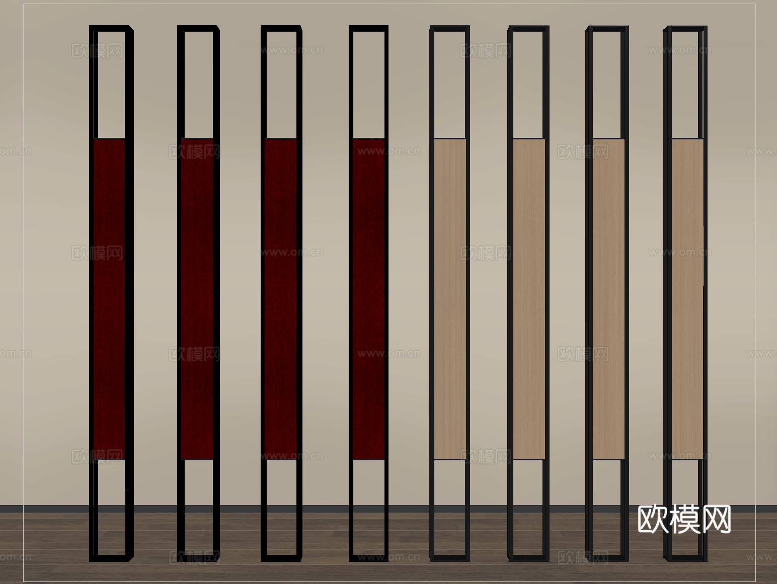 现代中古风屏风隔断su模型