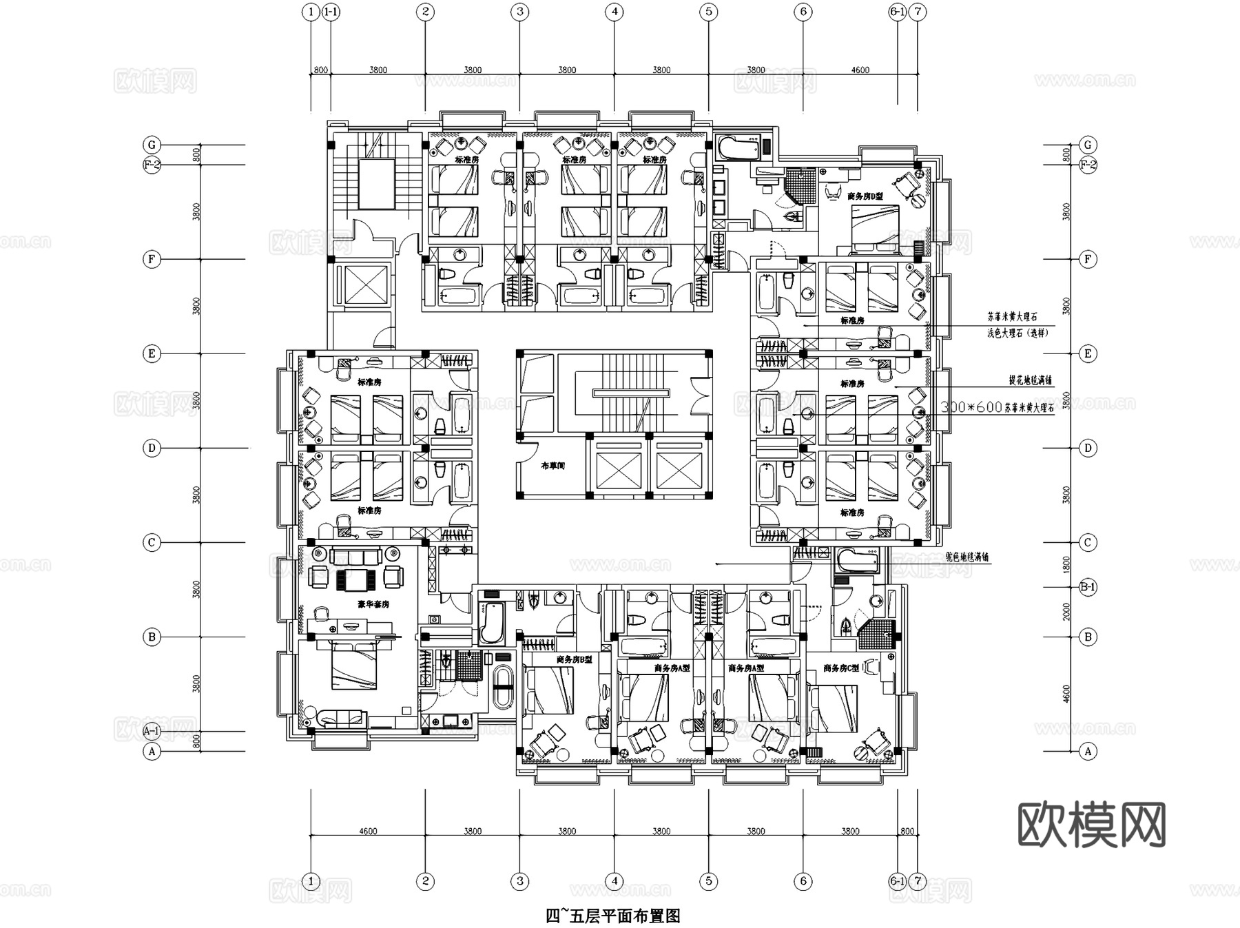 杭州新新饭店东楼客房层改造室内工装CAD施工图cad施工图