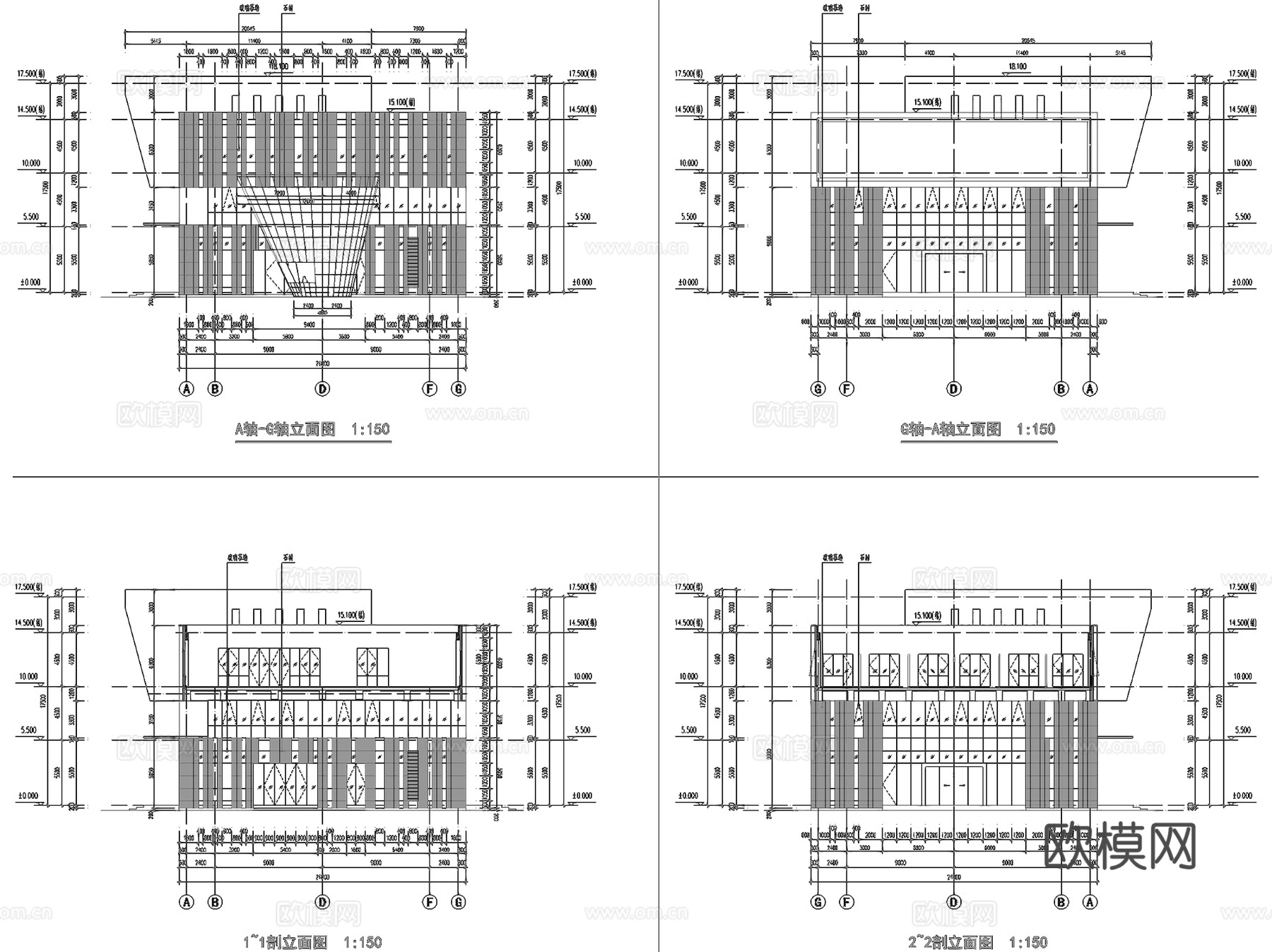 庞口农业机械装备制造交易中心产业规划馆建筑CAD施工图整套cad施工图