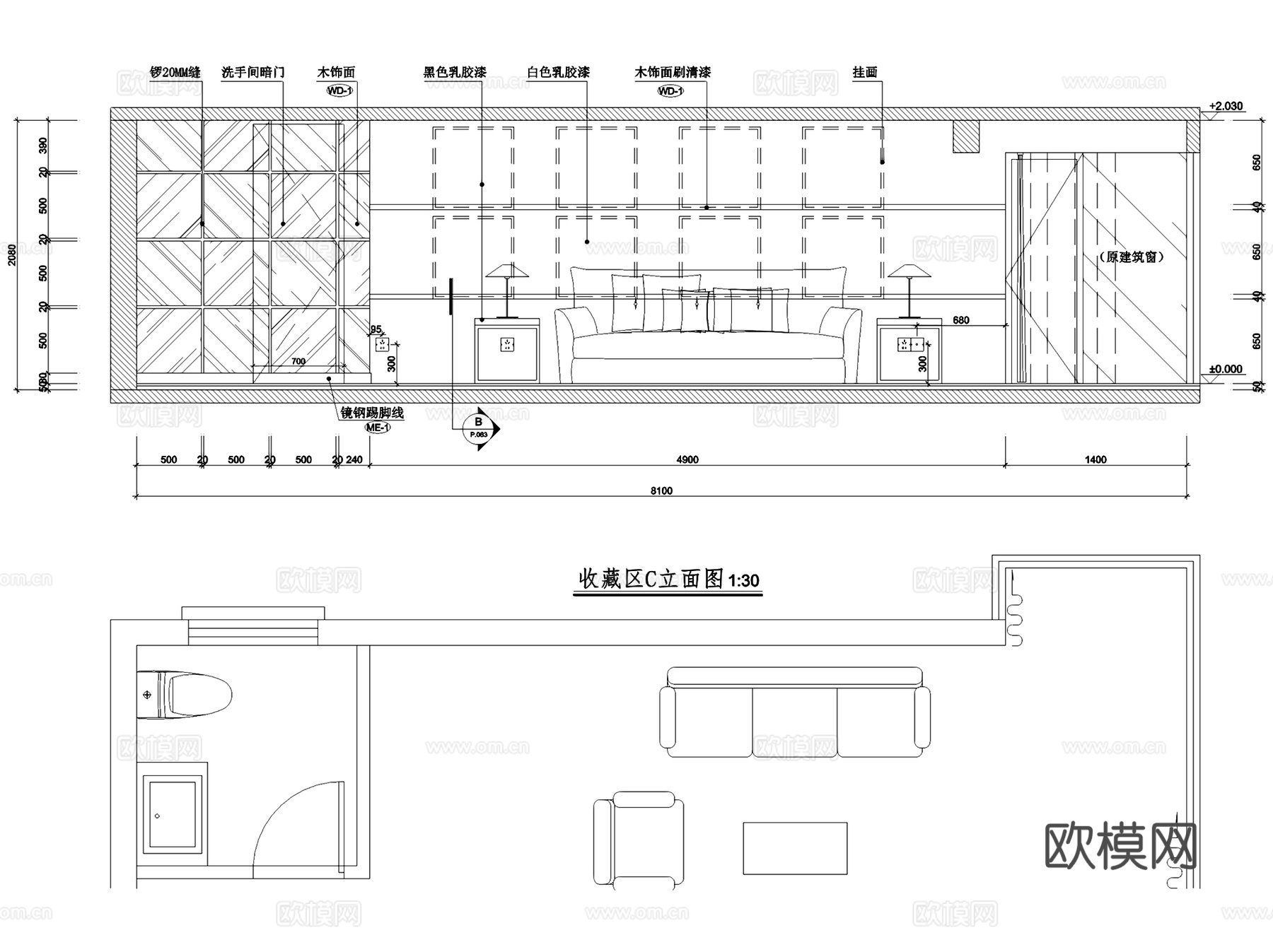 金众葛兰溪谷01户型复式夹层室内家装CAD施工图整套cad施工图