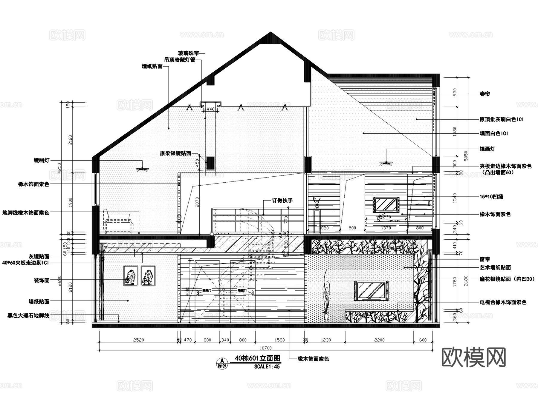 40栋601样板房现代二层复式室内家装CAD施工图cad施工图