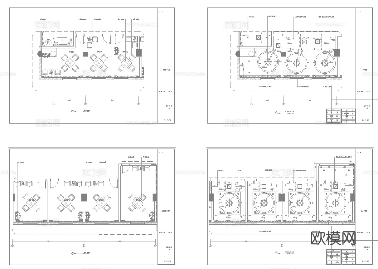 最新4套 棋牌室 施工图合集cad施工图