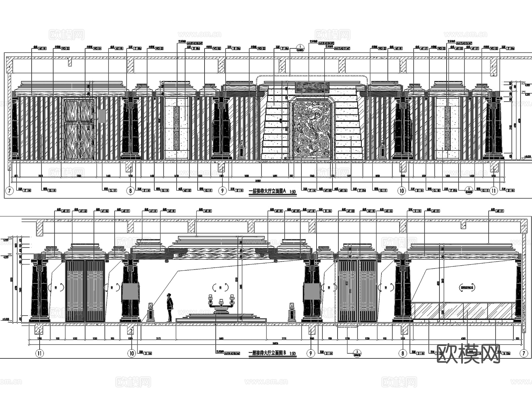 汉文化兴汉城市展览馆立面室内工装CAD施工图cad施工图