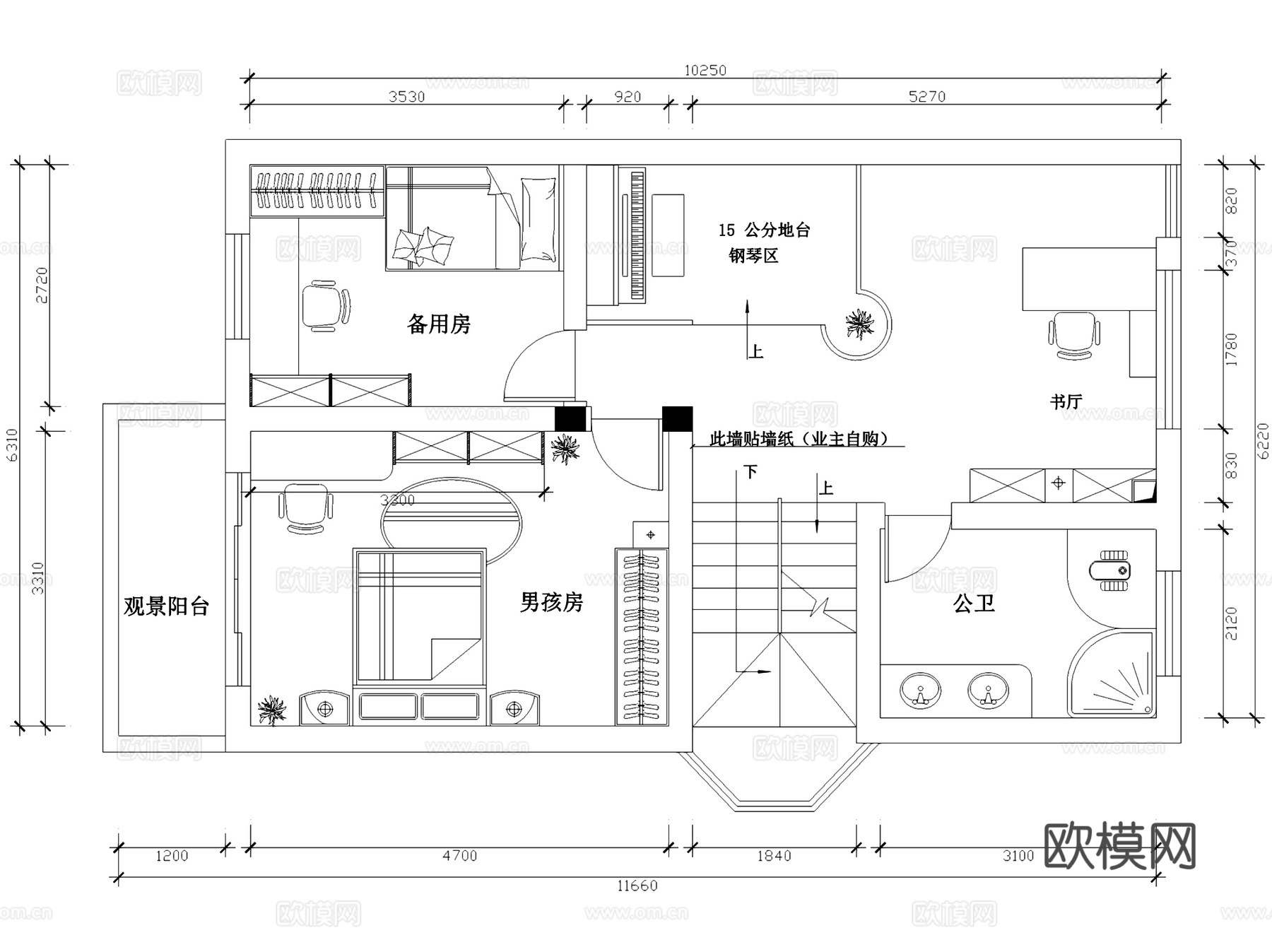 白金瀚私宅四层别墅室内家装CAD施工图cad施工图