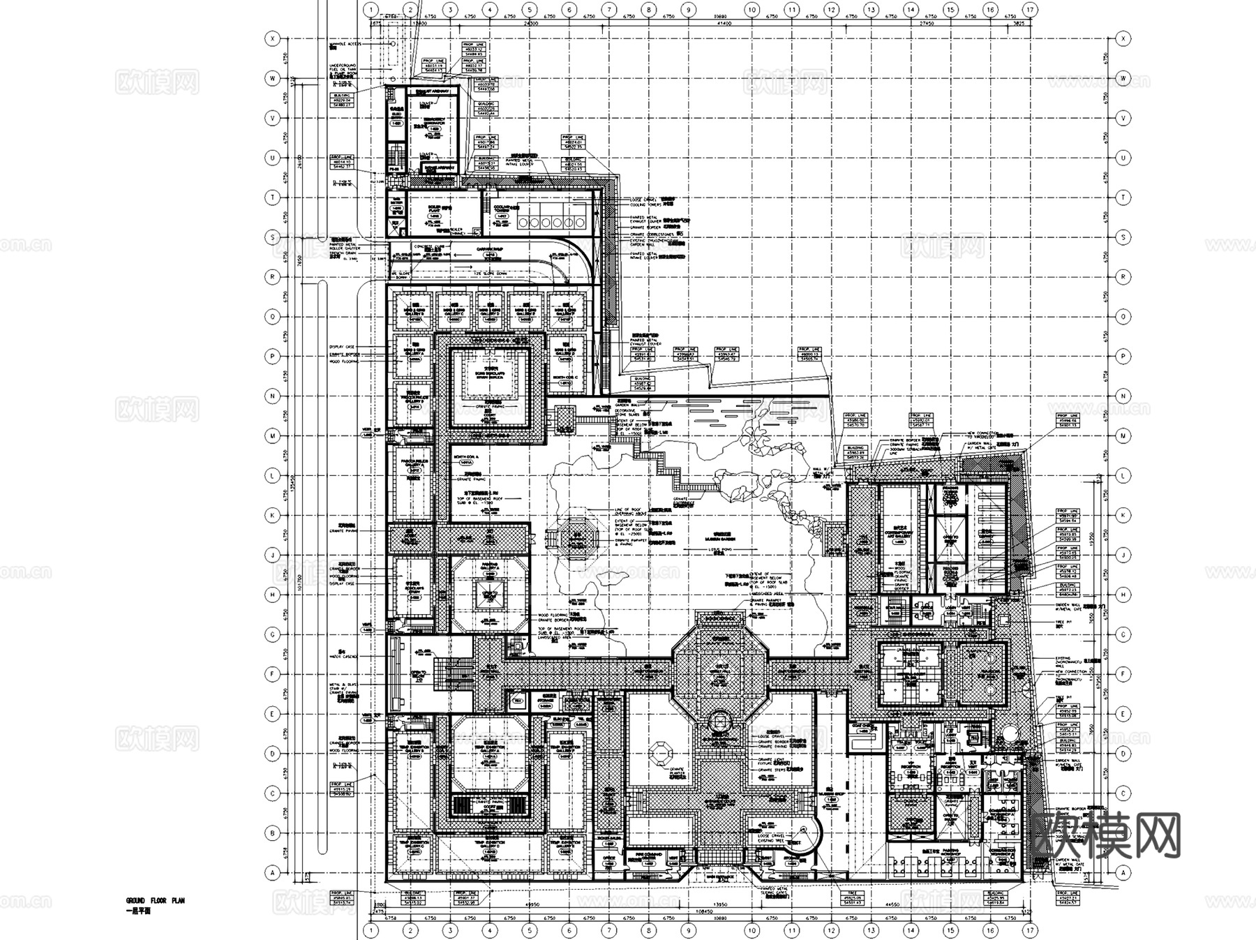 苏州博物馆新馆建筑CAD施工图+文本cad施工图