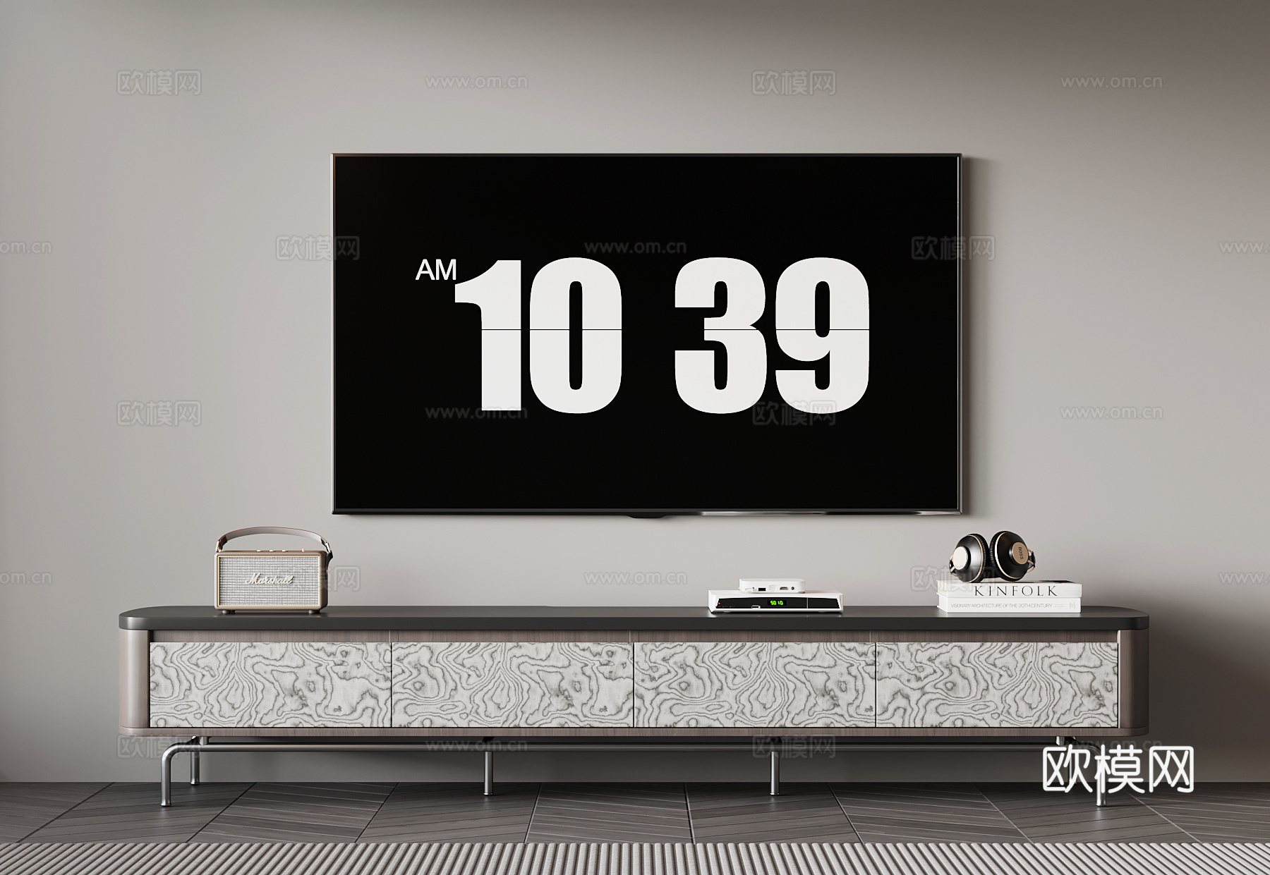 现代意式电视柜su模型