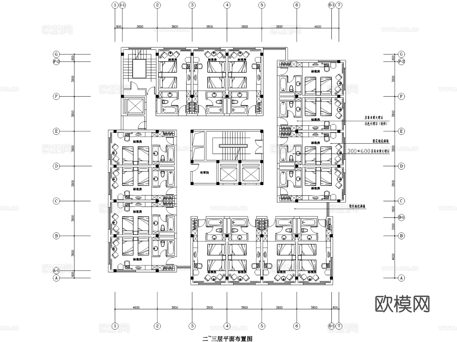 杭州新新饭店东楼客房层改造室内工装CAD施工图cad施工图