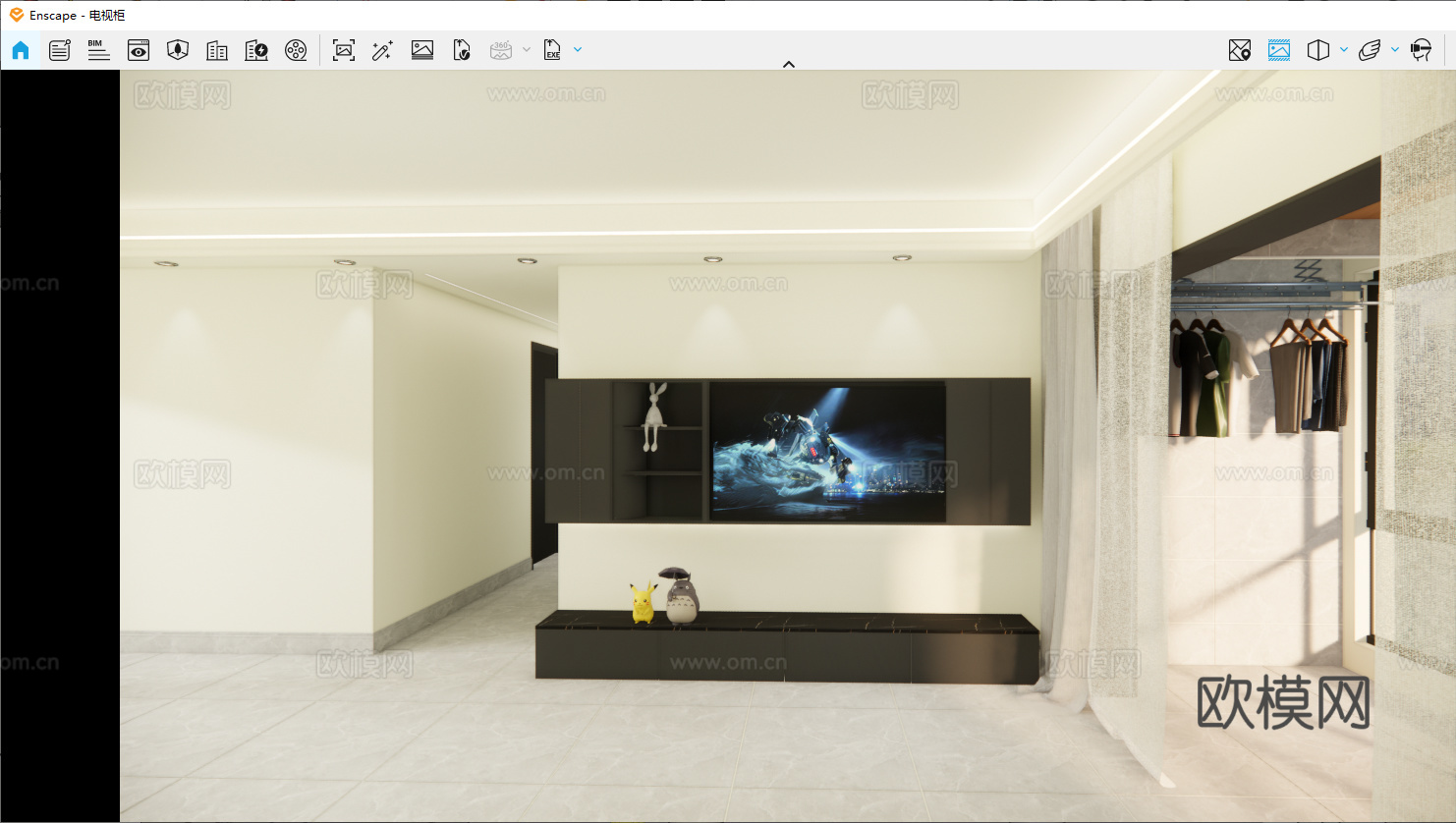 现代电视柜su模型