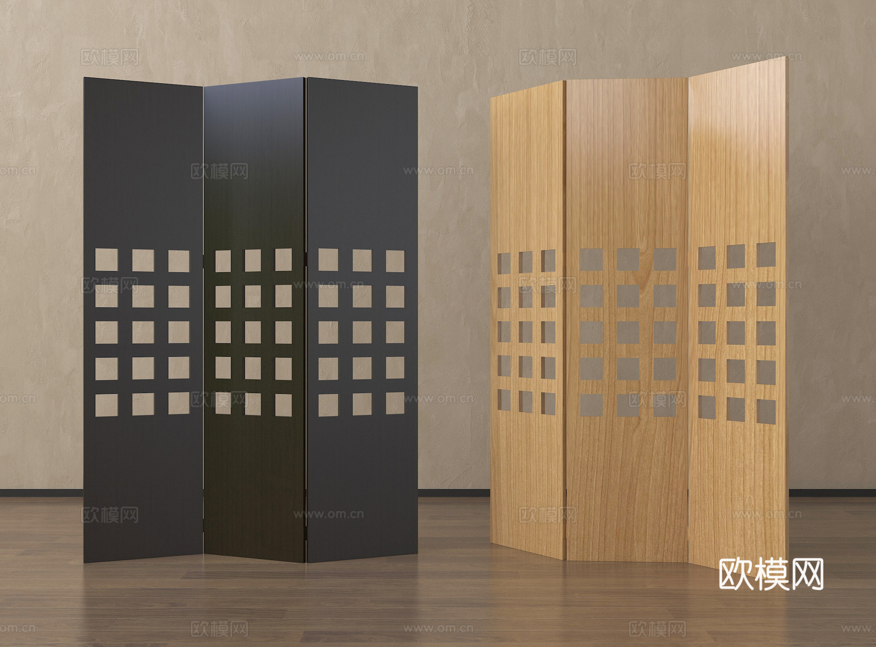 现代屏风隔断 实木隔断 折叠屏风隔断su模型