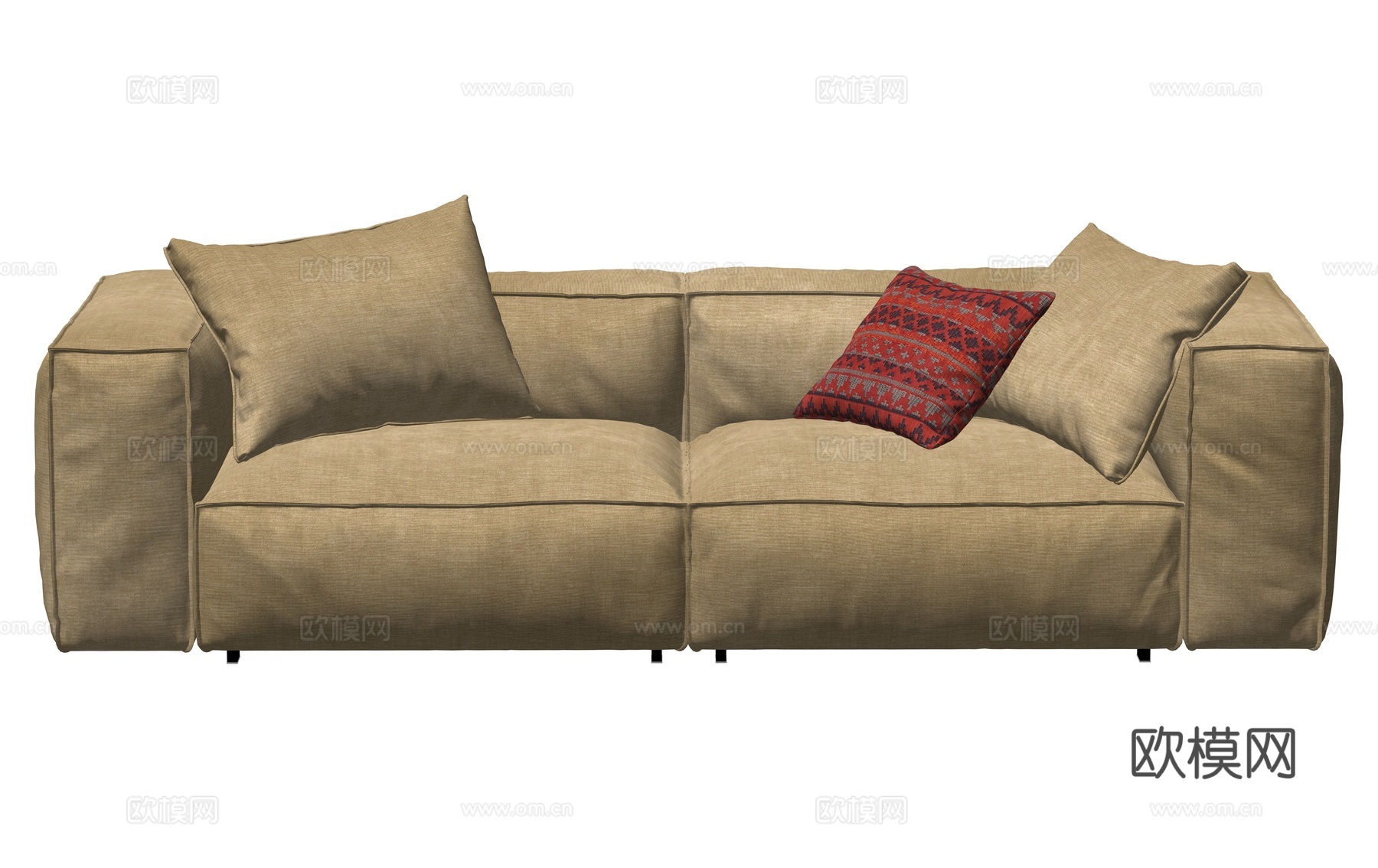 Living Divani 布艺双人沙发 豆腐块沙发 客厅沙su模型