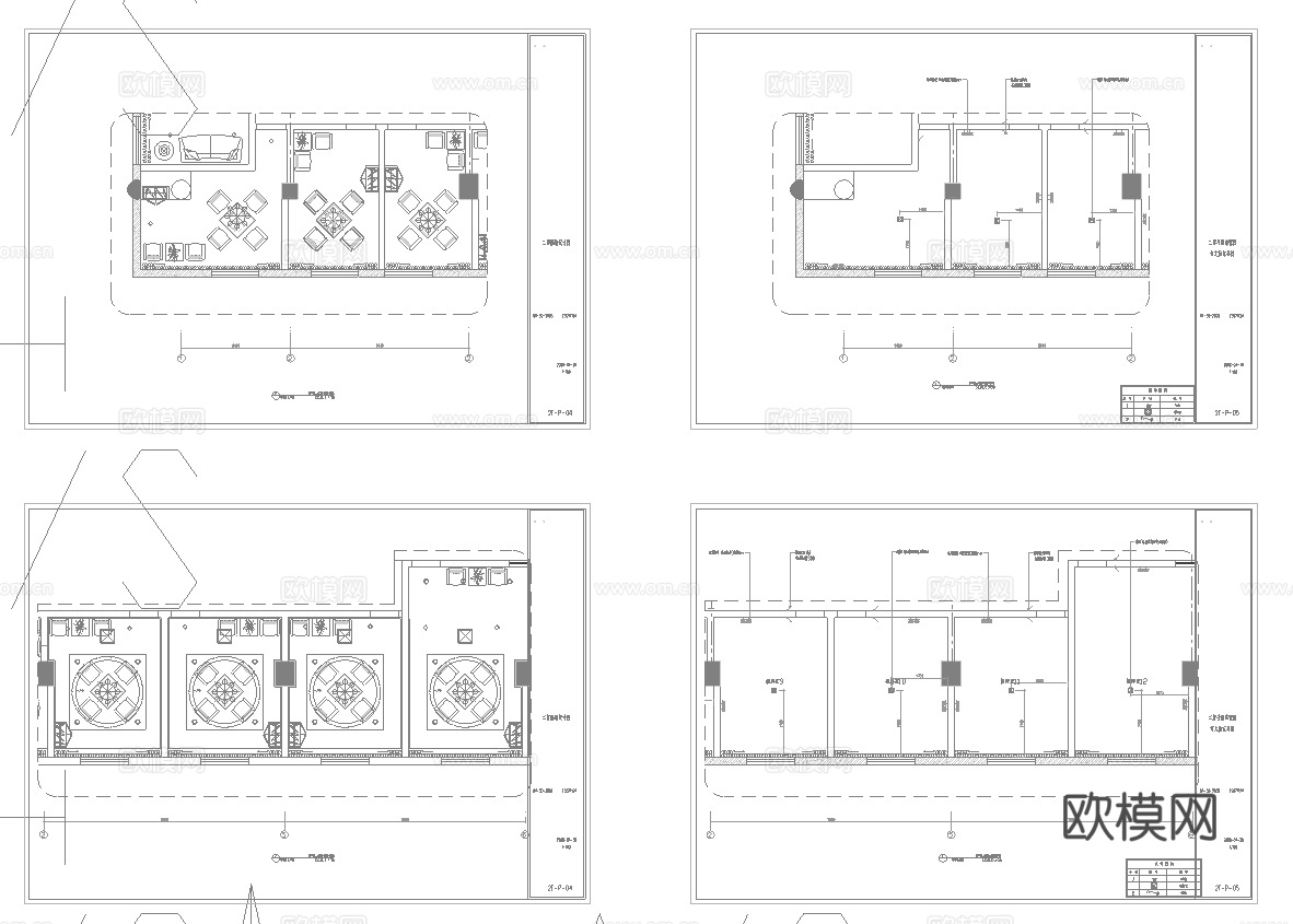 最新4套 棋牌室 施工图合集cad施工图
