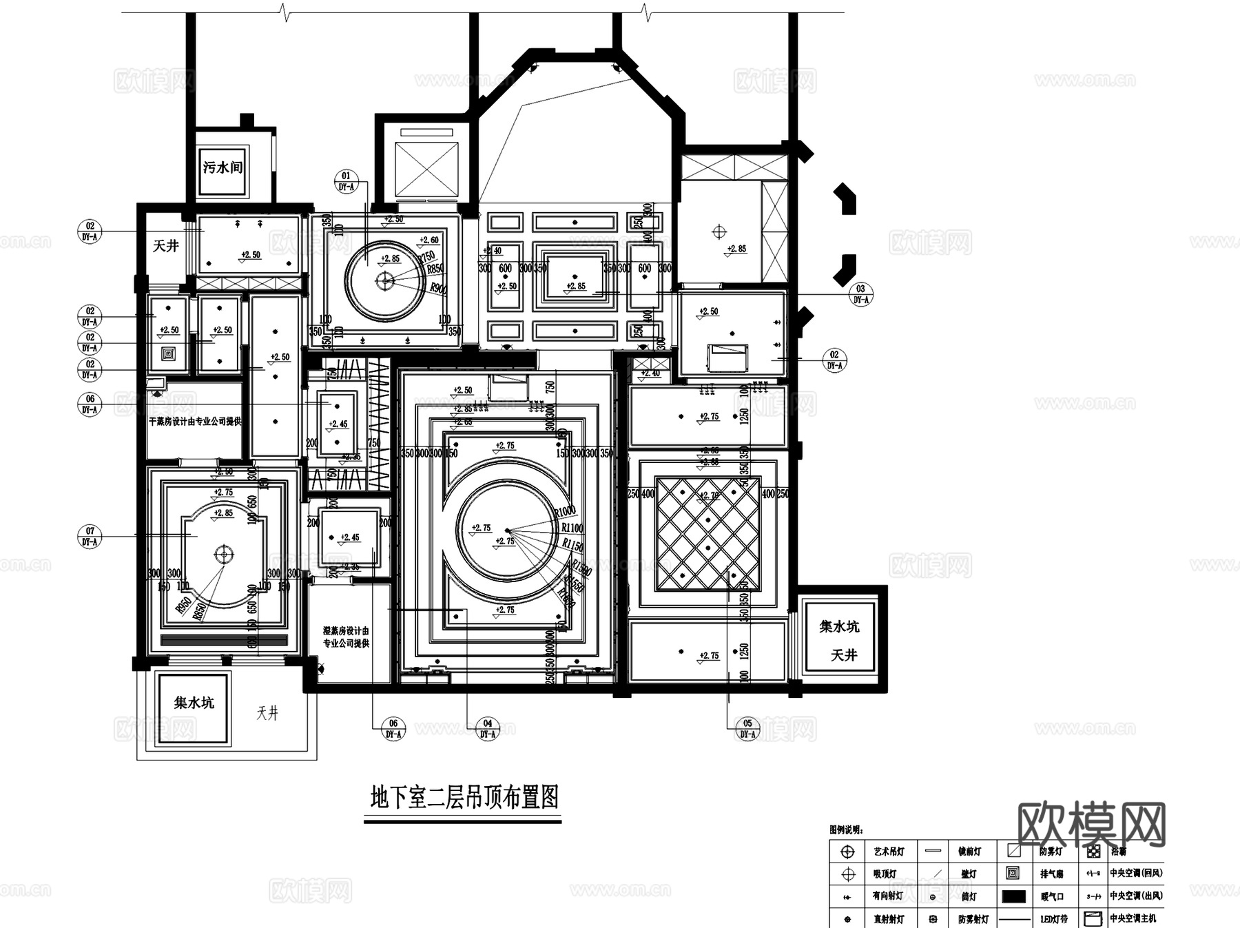 常州8#别墅地下室二层公区室内家装CAD施工图cad施工图