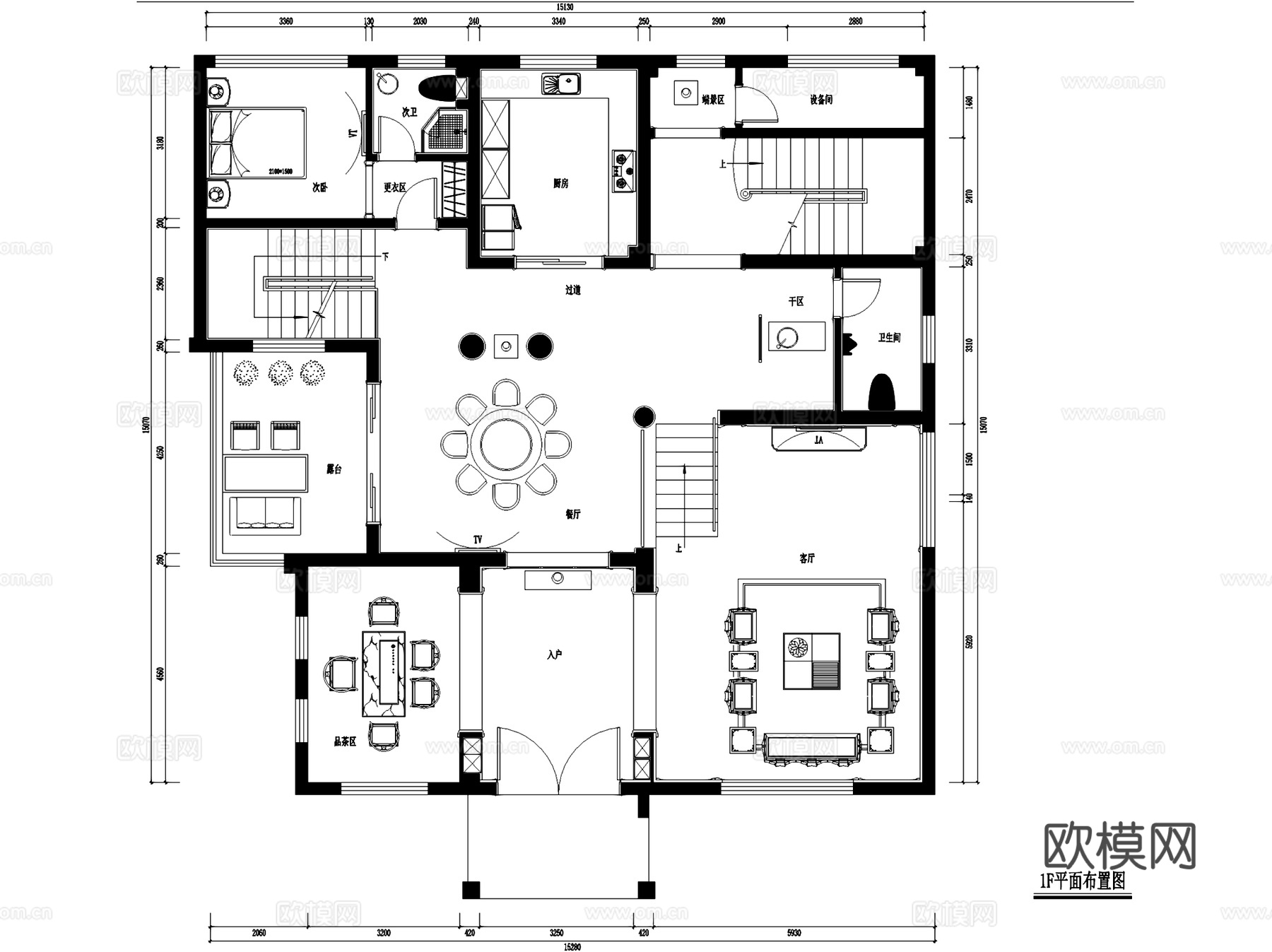 虎溪59#中式四层别墅室内家装CAD施工图cad施工图