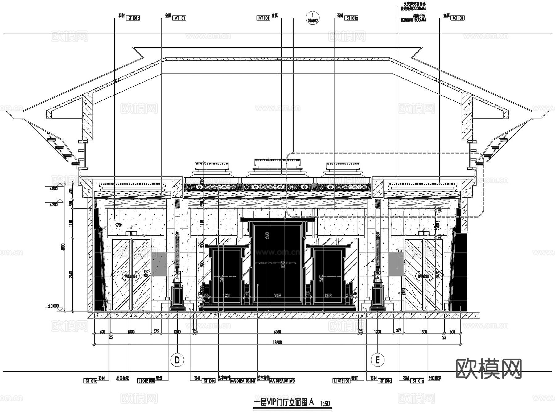 汉文化兴汉城市展览馆立面室内工装CAD施工图cad施工图