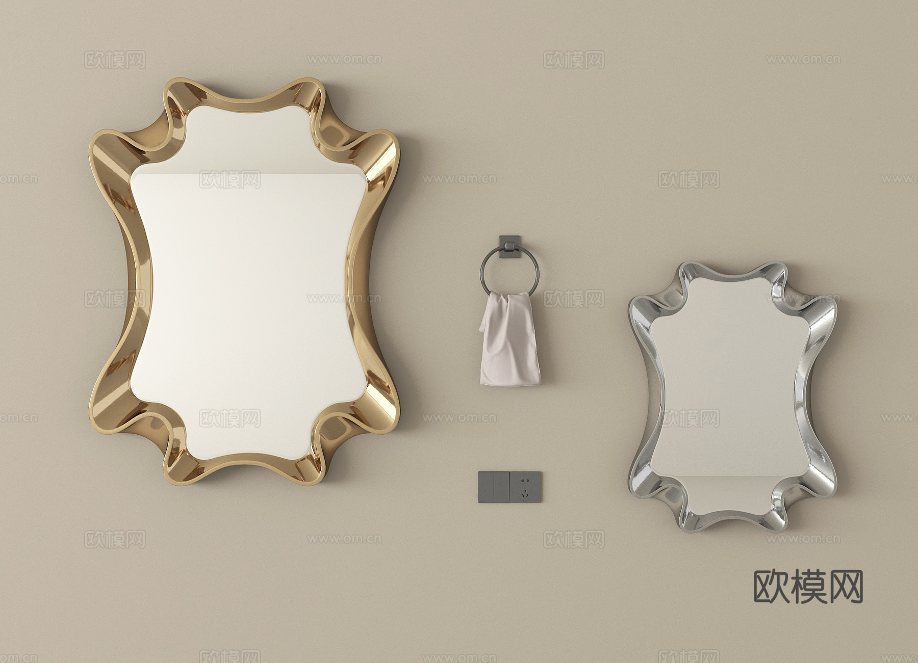 现代镜子 异形镜子 装饰镜子 化妆镜su模型