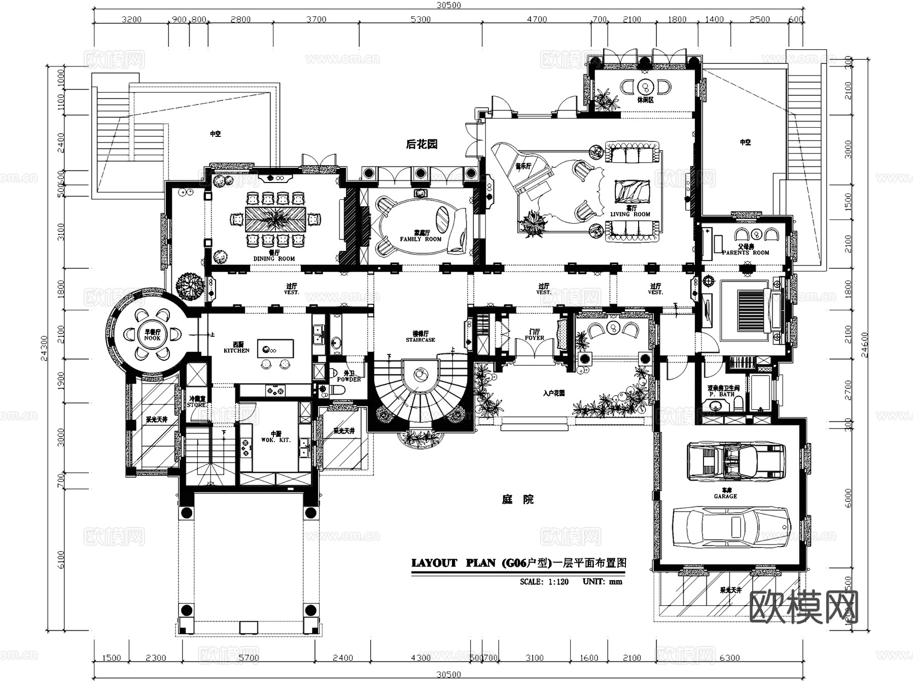 杭州桃花源G06二层别墅室内家装CAD施工图cad施工图