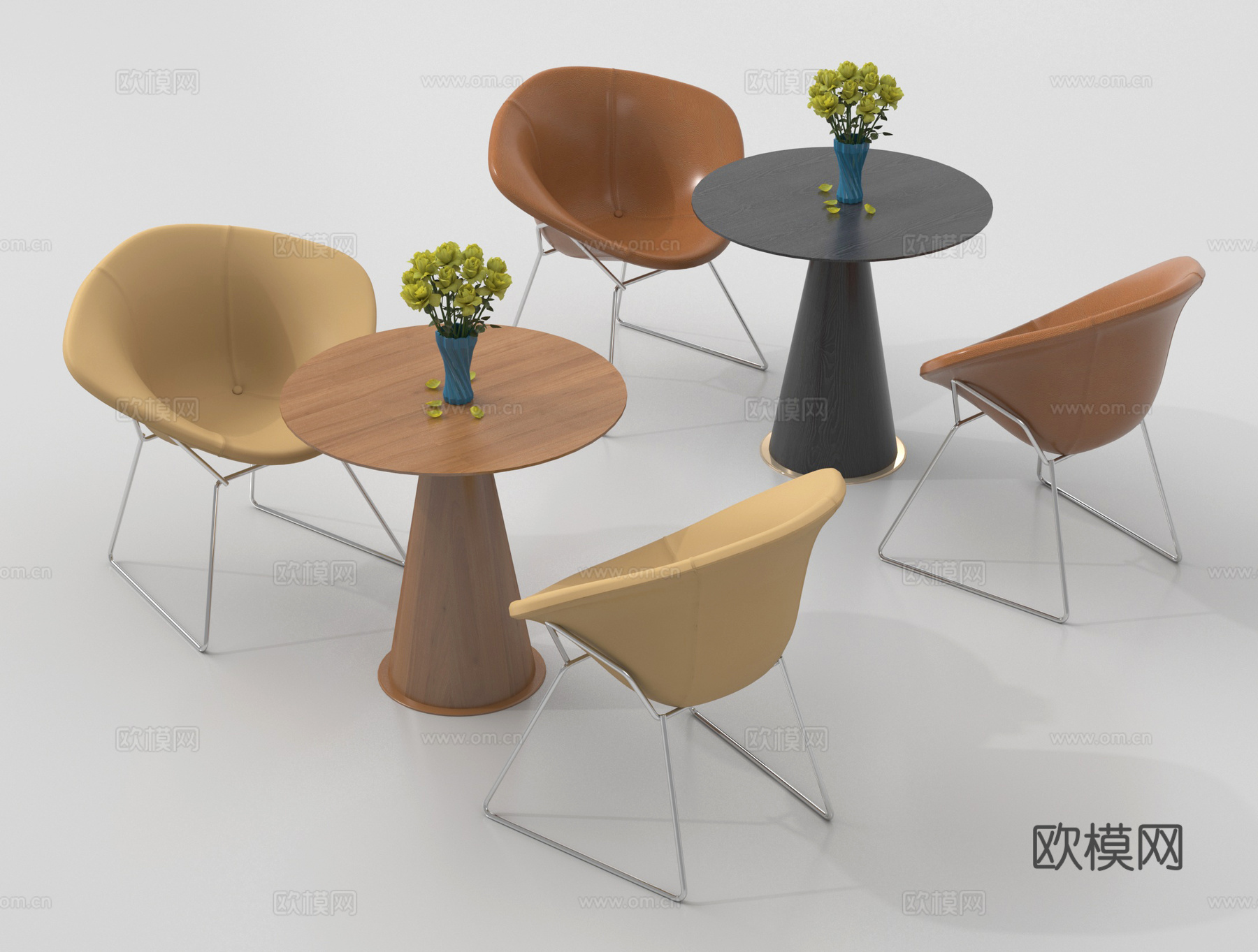 现代洽谈桌椅 休闲桌椅su模型