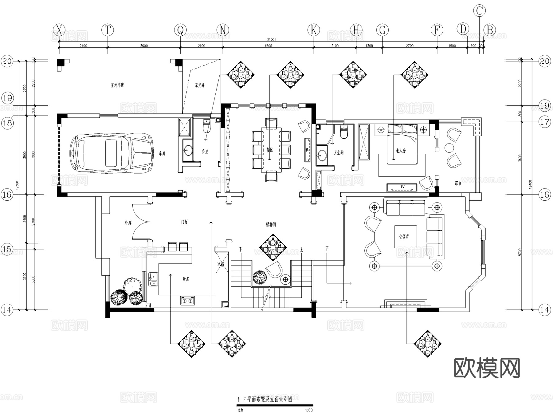 晋渝林畔英伦风三层别墅室内家装CAD施工图整套cad施工图