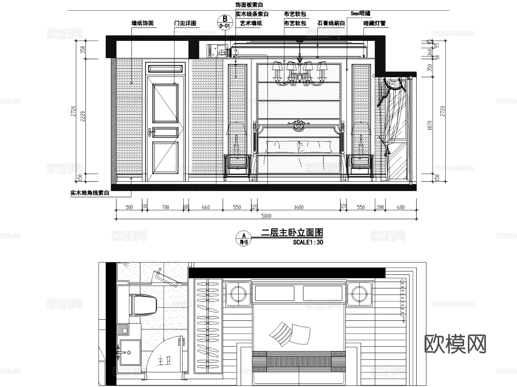 金华府地欧式C-3户型复式室内家装CAD施工图cad施工图