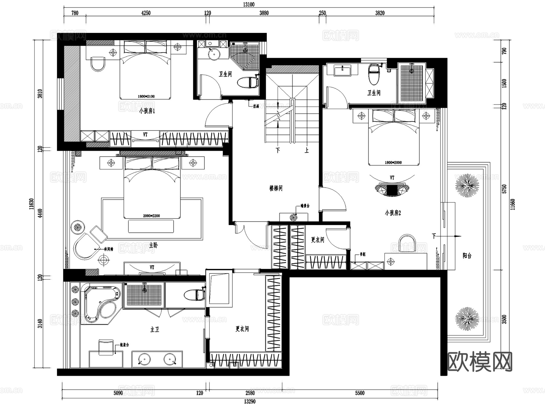 连江日出东方复式带顶层室内家装CAD施工图cad施工图