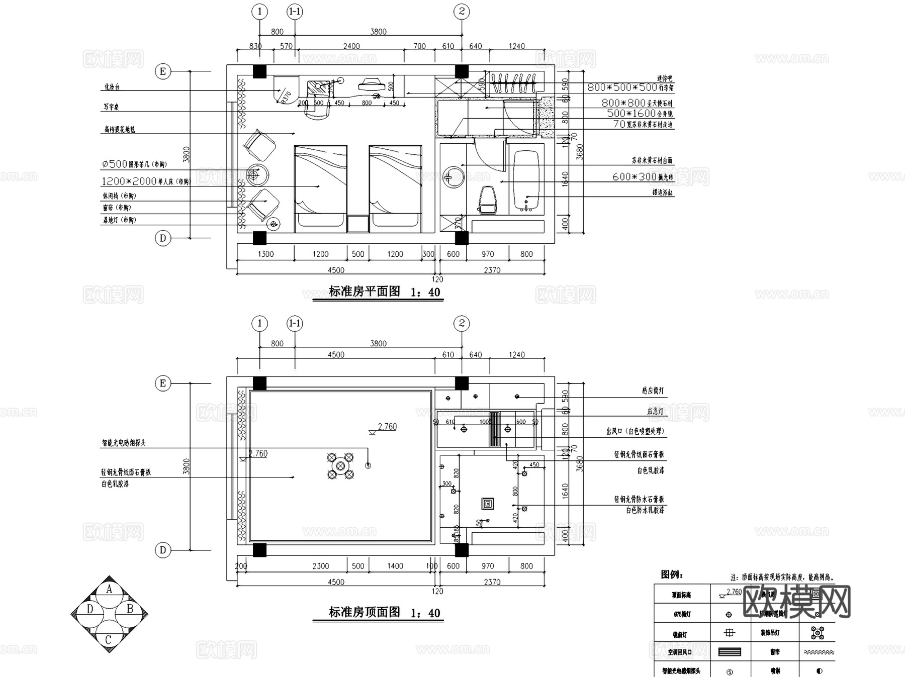 杭州新新饭店东楼客房层改造室内工装CAD施工图cad施工图