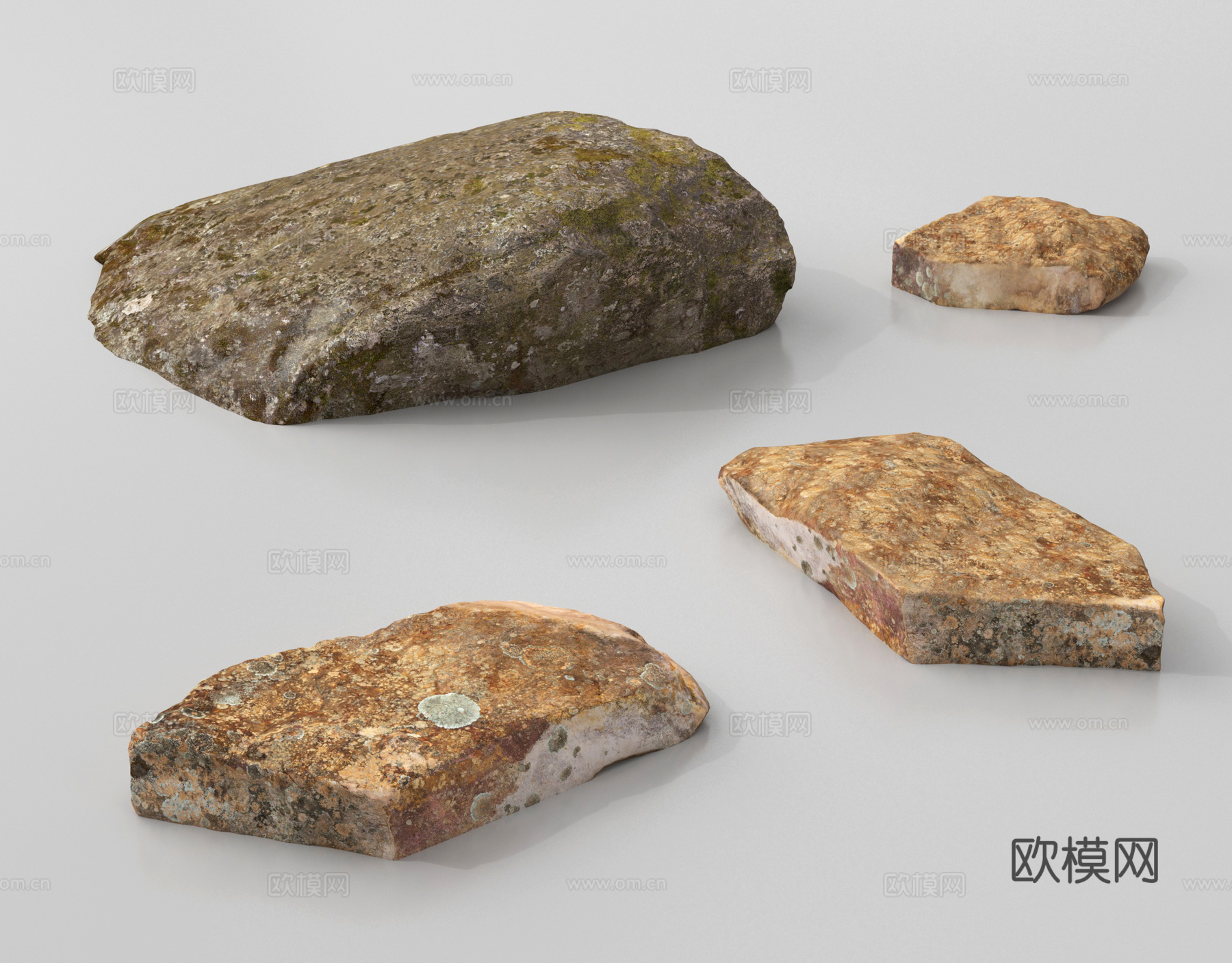 现代石头 园林石头景观石 假山石块su模型