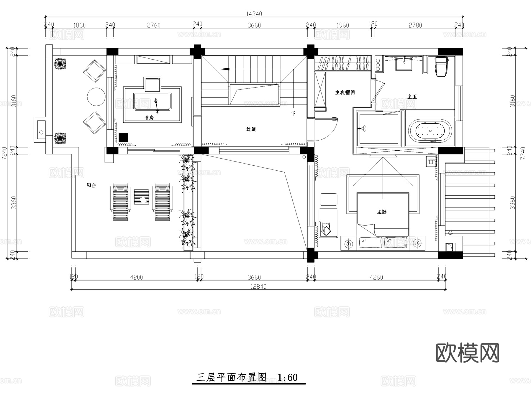 保亿联排三层别墅样板房室内家装CAD施工图整套cad施工图