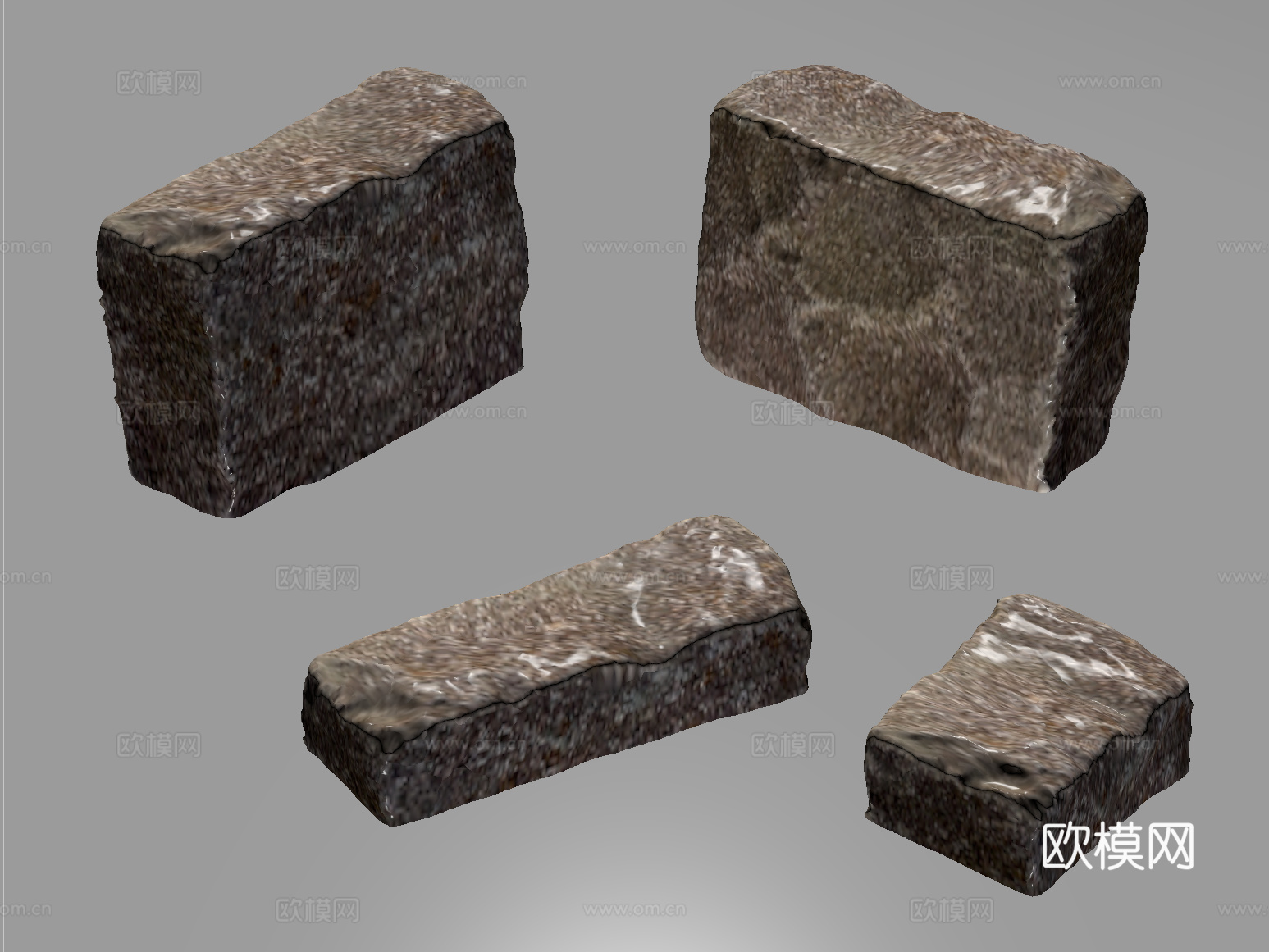 现代砖块 石头 岩石su模型