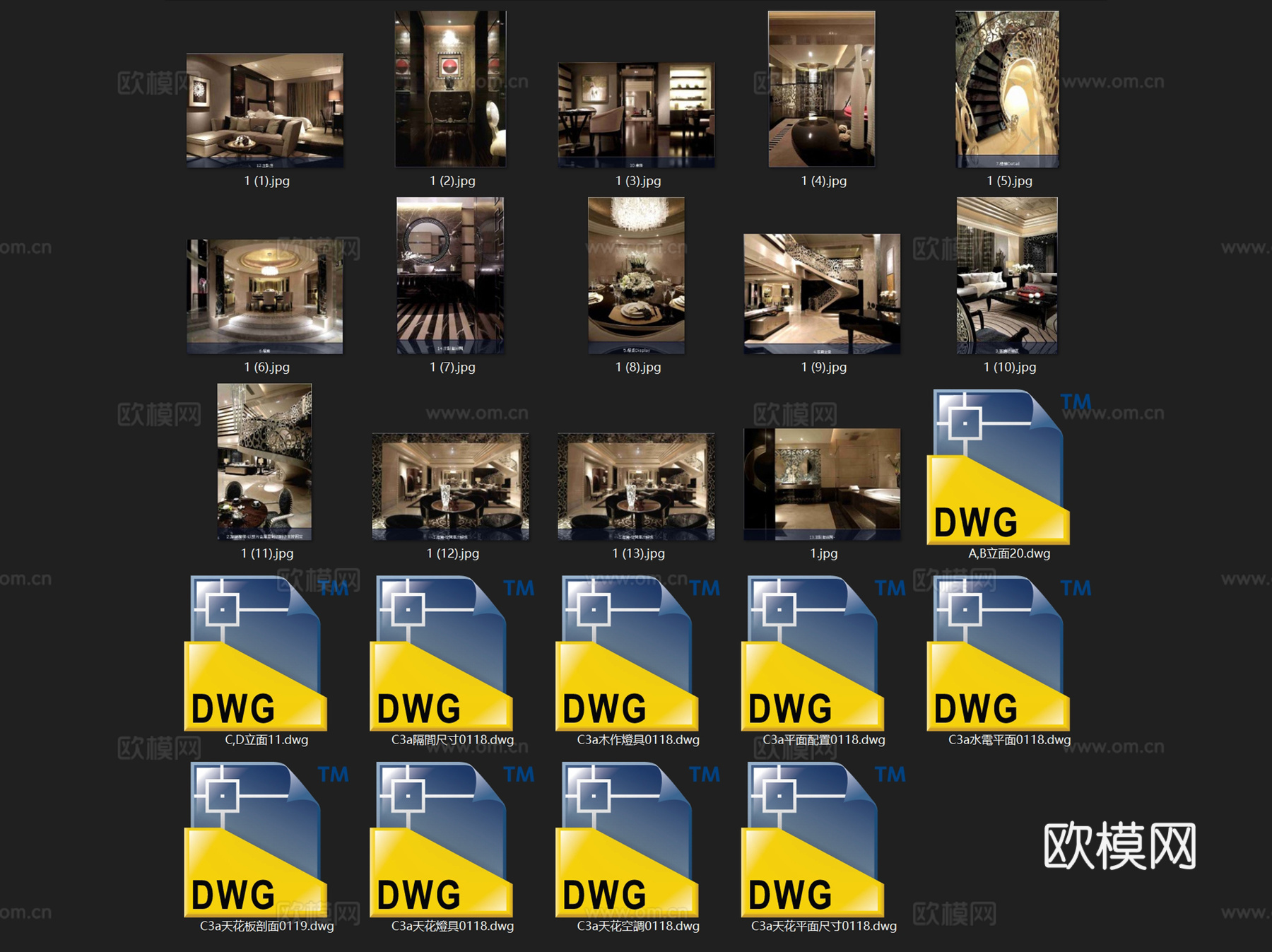 北京欧式二层复式室内家装CAD施工图cad施工图
