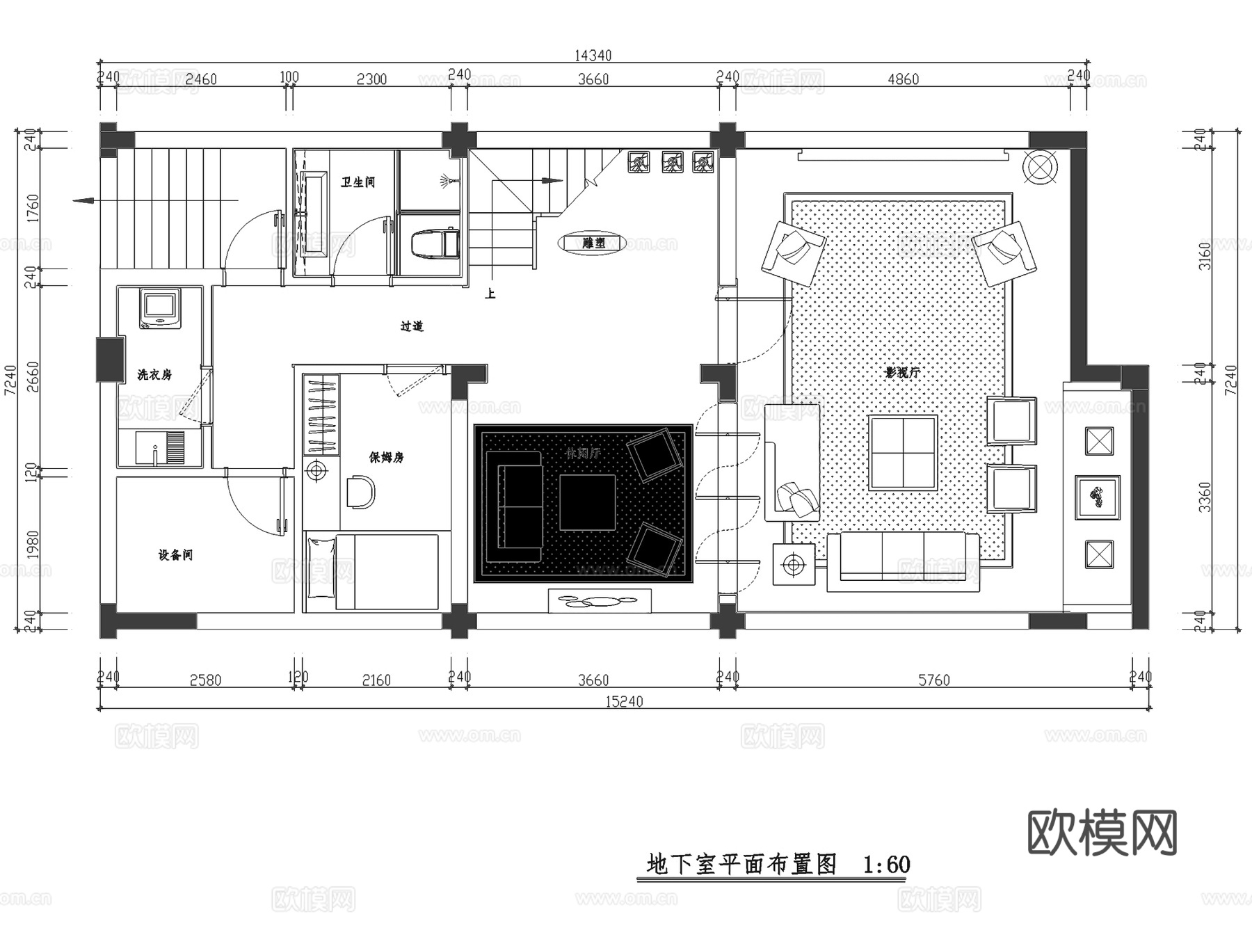 保亿联排三层别墅样板房室内家装CAD施工图整套cad施工图