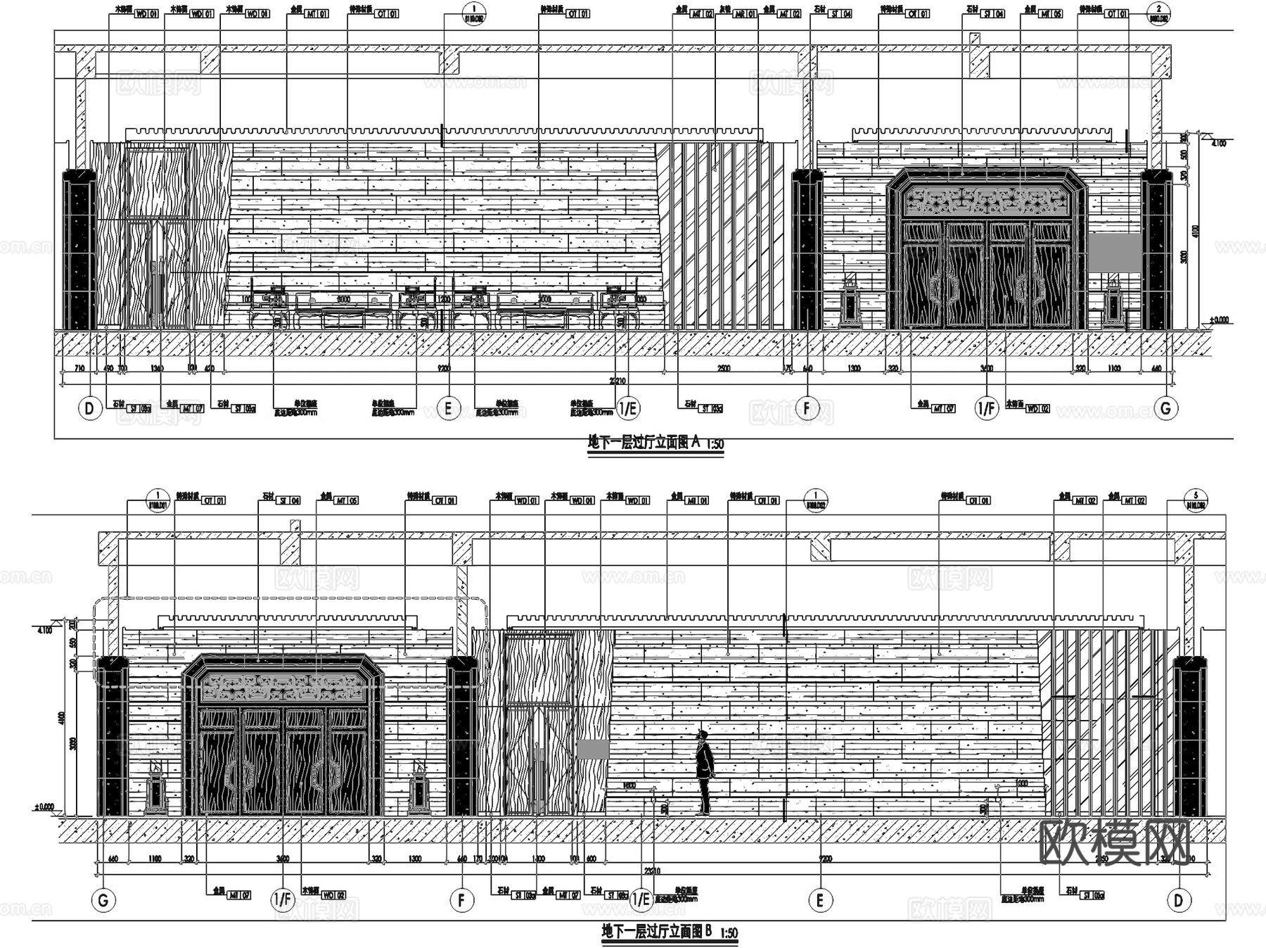 汉文化兴汉城市展览馆立面室内工装CAD施工图cad施工图