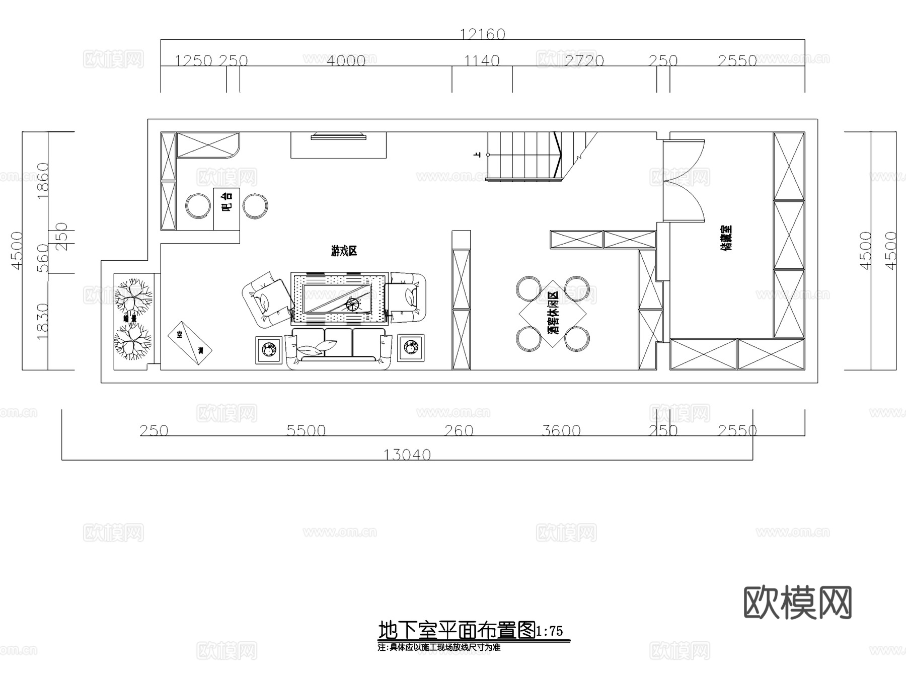 美式田园风三层别墅室内家装CAD施工图cad施工图