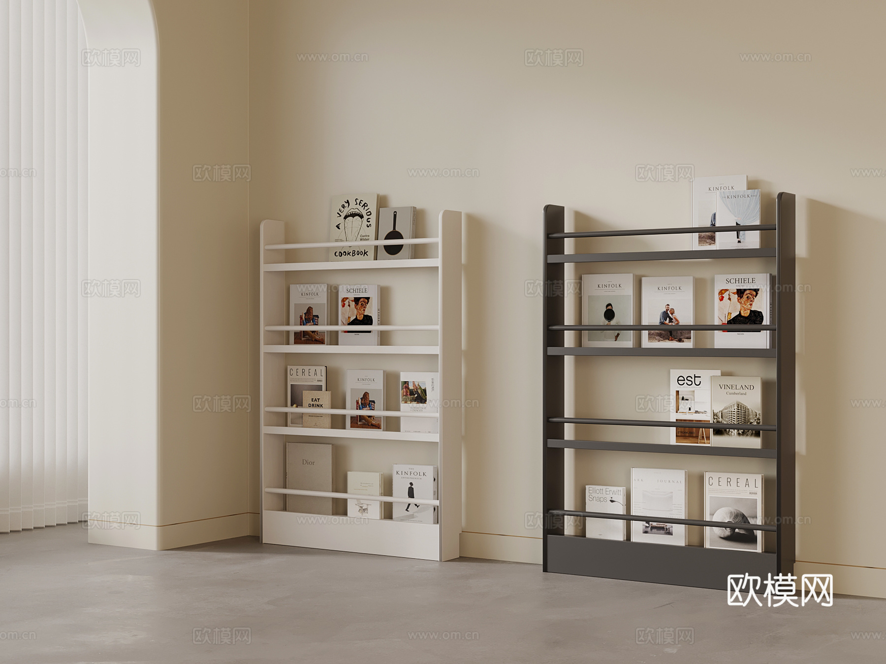 现代极简书架 书籍su模型