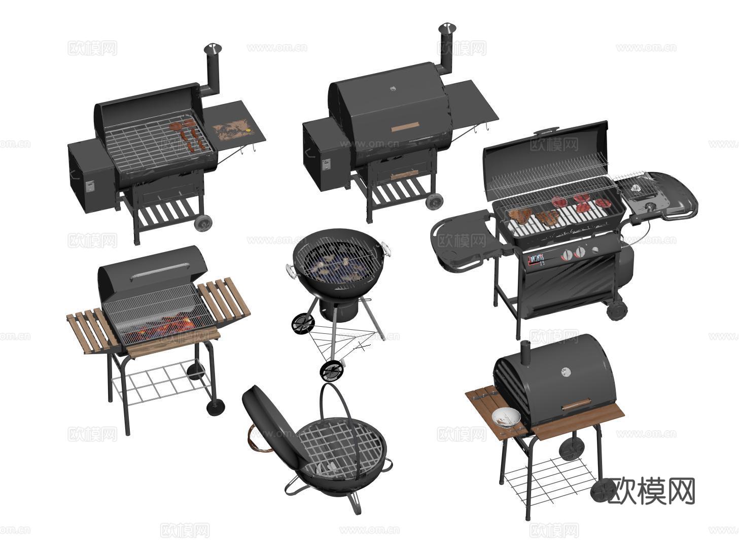 现代烧烤架 烧烤炉 露营烧烤台 庭院厨具su模型