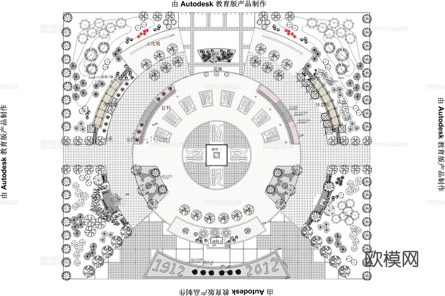 中式公园 中式广场 公园 广场 口袋公园cad施工图