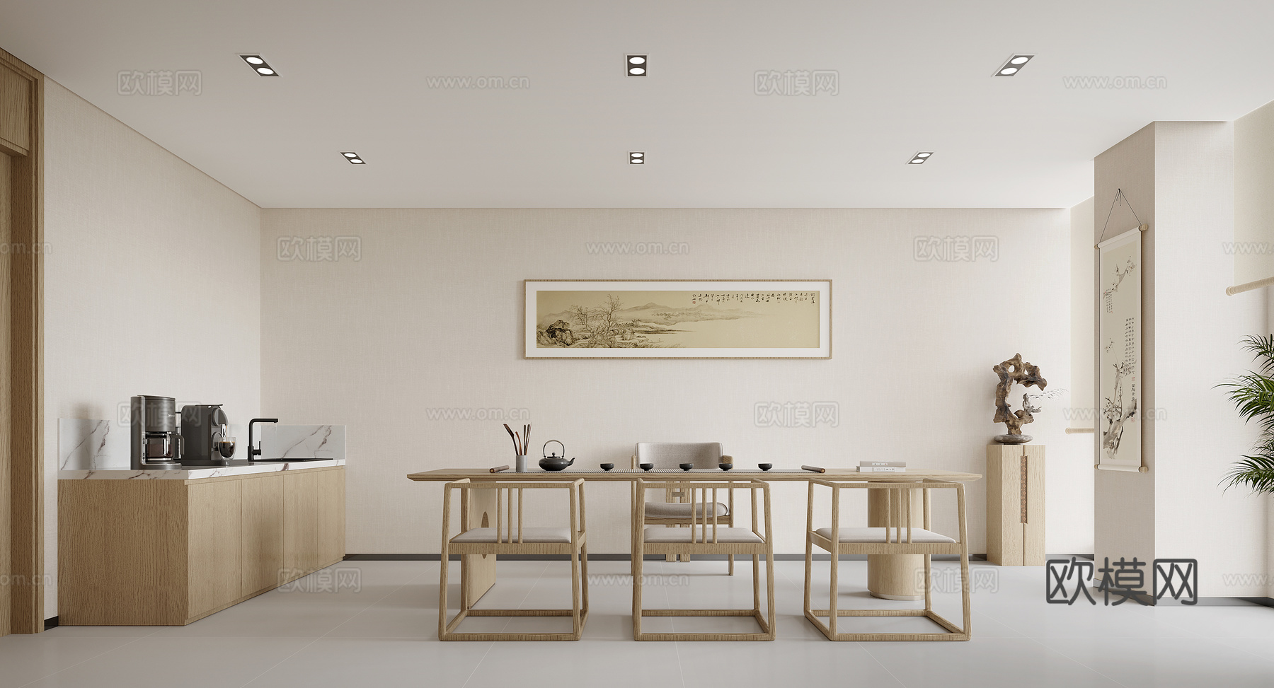 新中式茶室3d模型下载