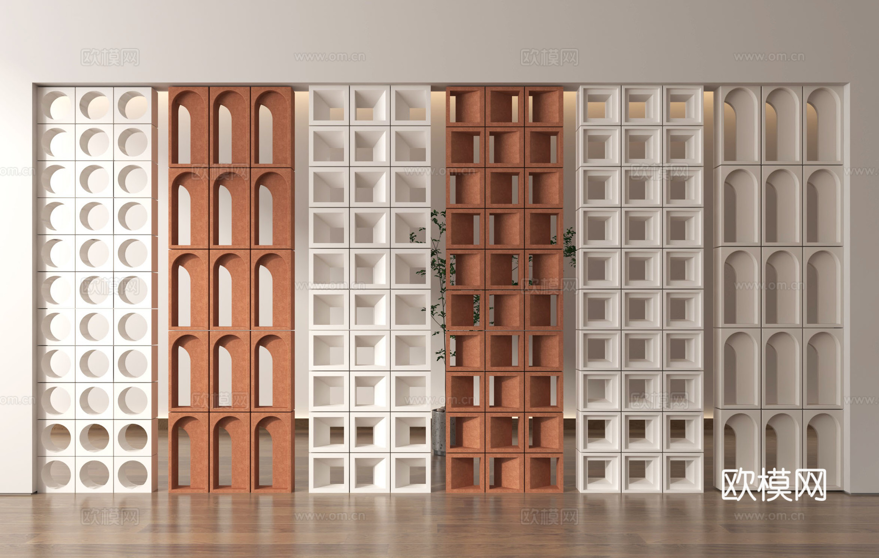 现代水泥砖 水泥砖隔断 镂空预制砖 镂空花砖3d模型下载