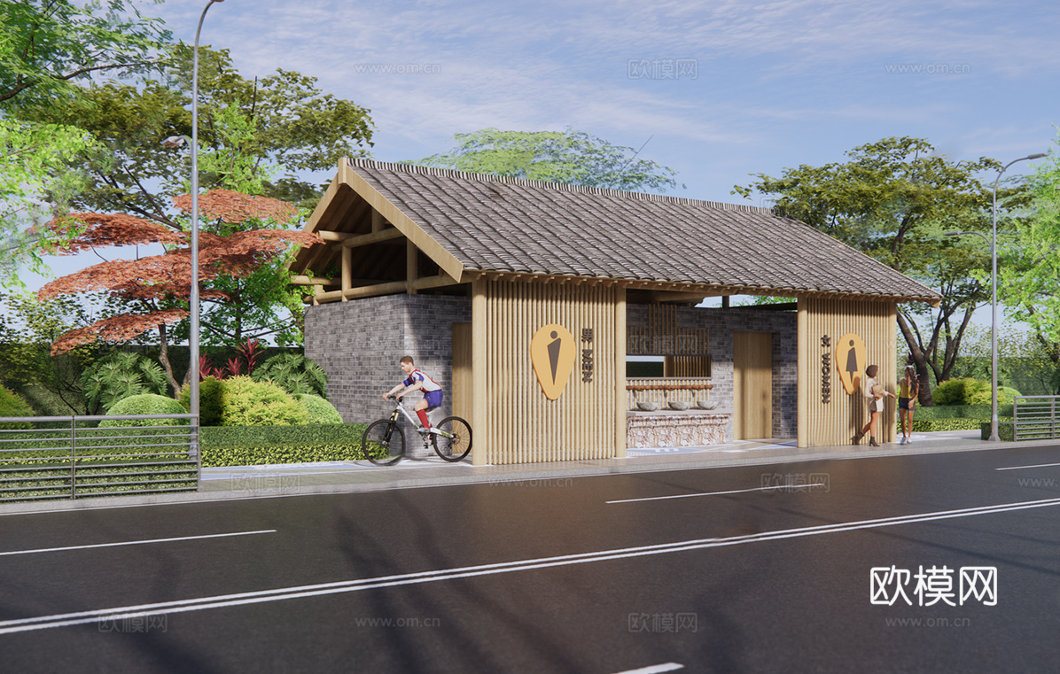 新中式公厕 新中式小公建su模型