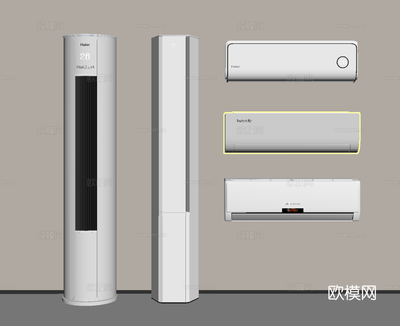 现代空调 壁挂式空调 立式空调su模型