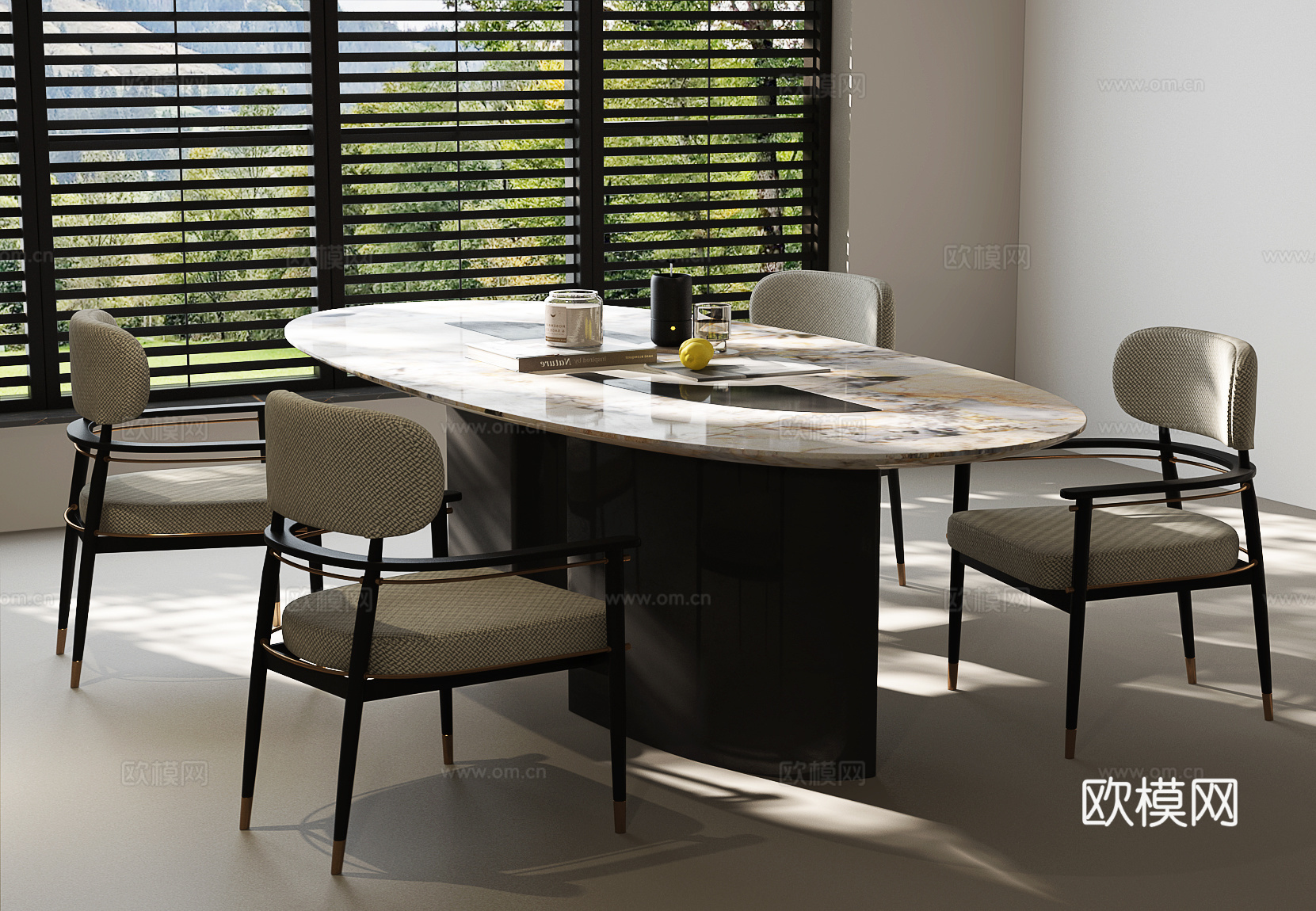 现代餐桌椅 现代意式餐桌椅  意式餐桌椅 意式轻奢餐桌椅su模型