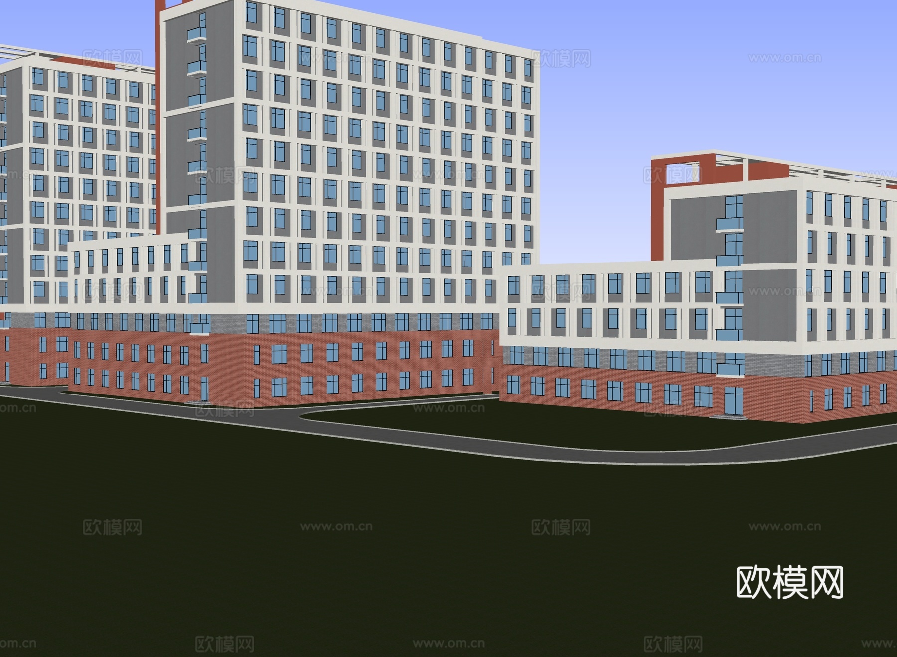 现代学校宿舍楼 宿舍外观 学生宿舍 学校建筑su模型