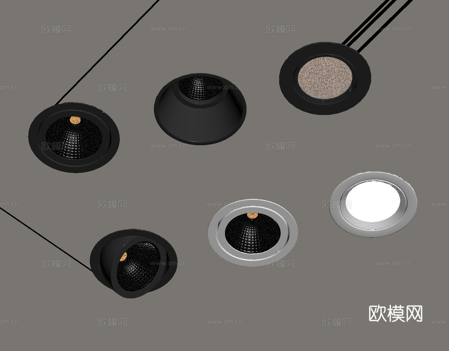 现代筒灯射灯 内嵌筒灯射灯  牛角灯 山丘灯 转向式射灯su模型