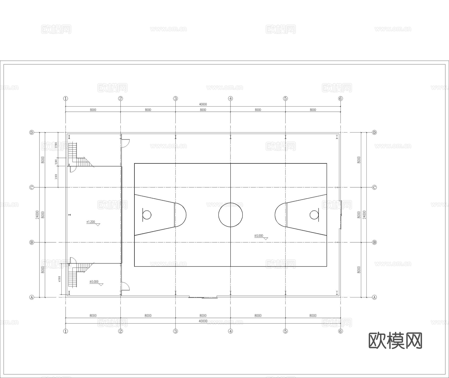 篮球场馆 工程方案 施工图cad施工图