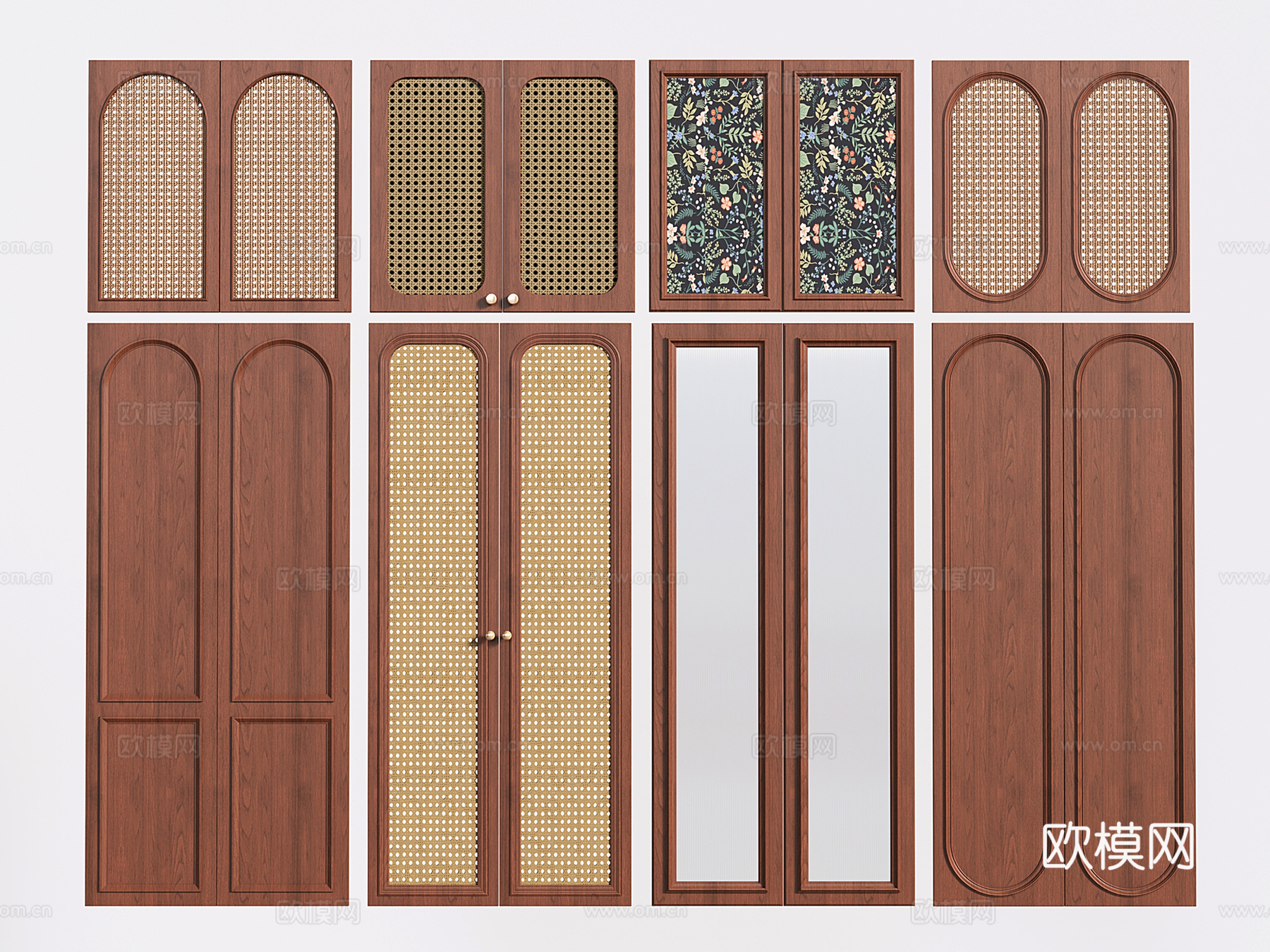 侘寂衣柜门 门板 家具门 中古藤编们 编制门su模型